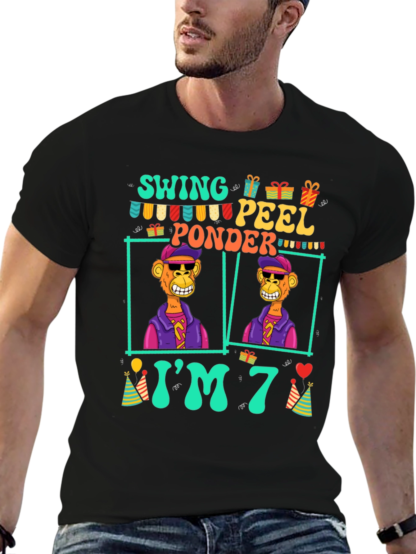 Funny 7th Birthday Ape T-Shirt - 6