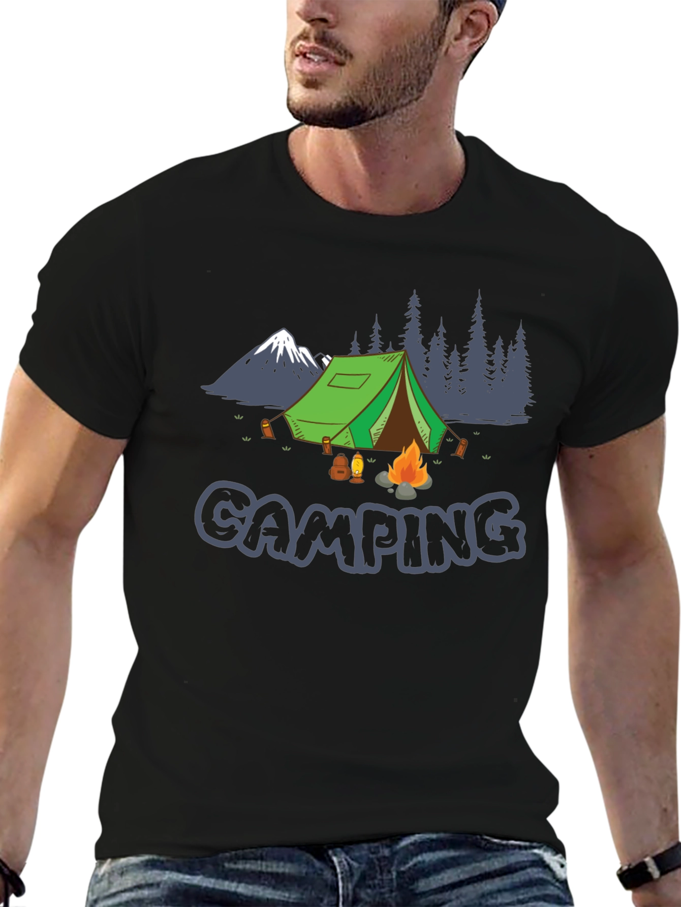 Black Camping Graphic Tee - Adventure Awaits view 6