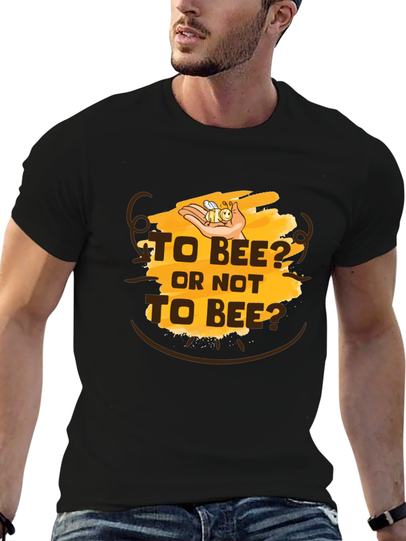 Black To Bee? Men's Graphic Tee - Black Cotton T-Shirt view 6