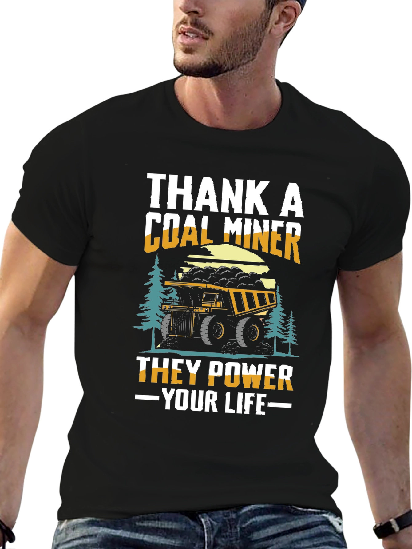 Black Thank A Coal Miner T-Shirt view 6
