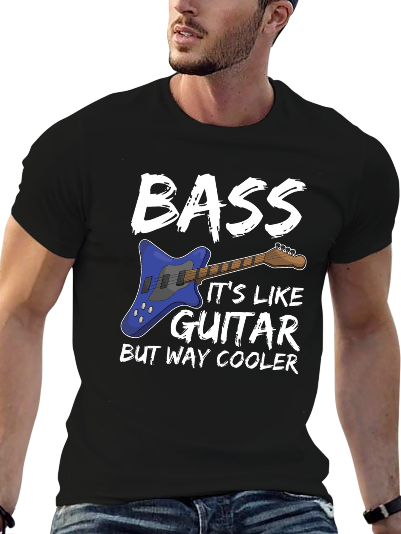 Black Bass Guitar Cool T-Shirt view 6