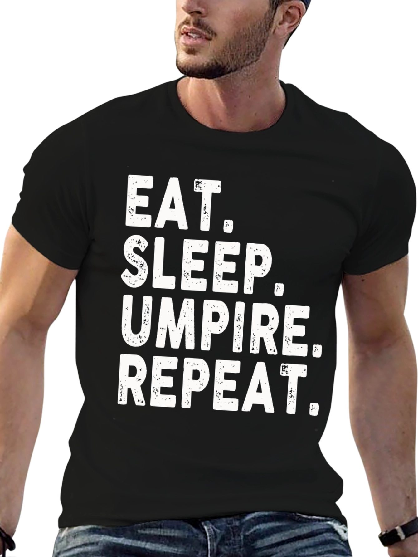 Black Eat Sleep Umpire Repeat Graphic Tee view 6