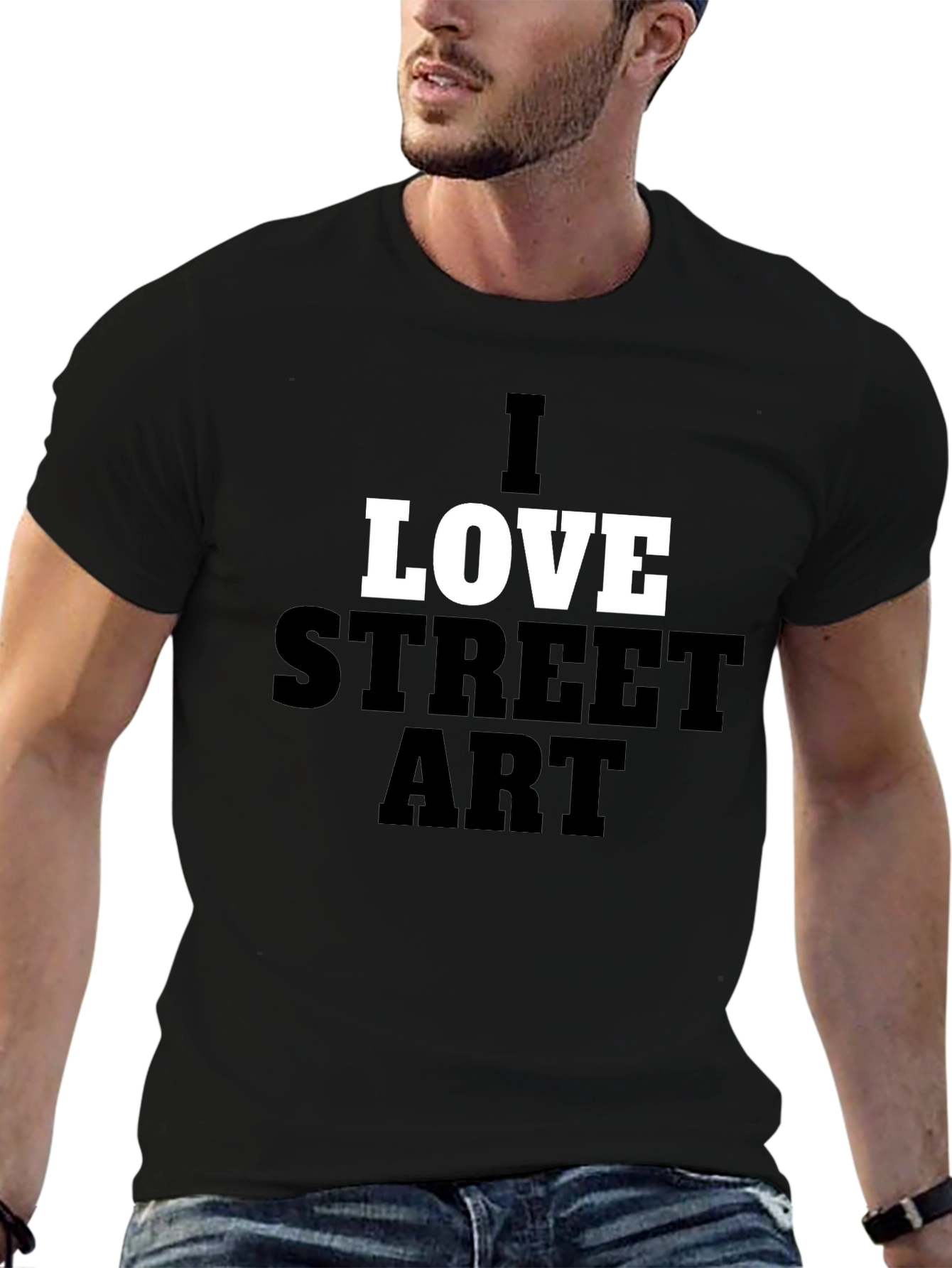 Black I Love Street Art Graphic Tee - Black view 6