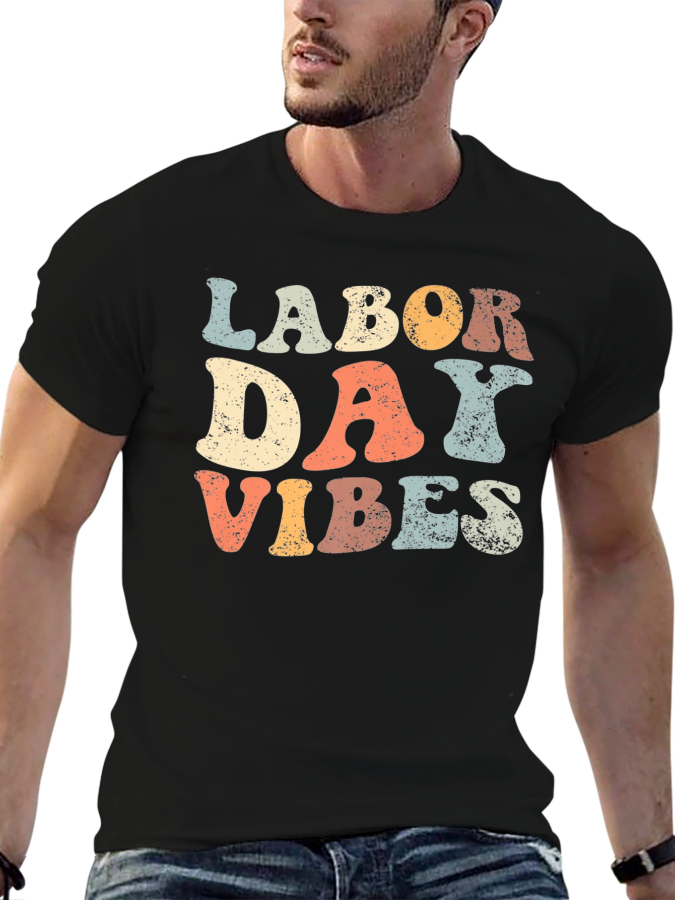 Black Labor Day Vibes Retro T-Shirt view 6