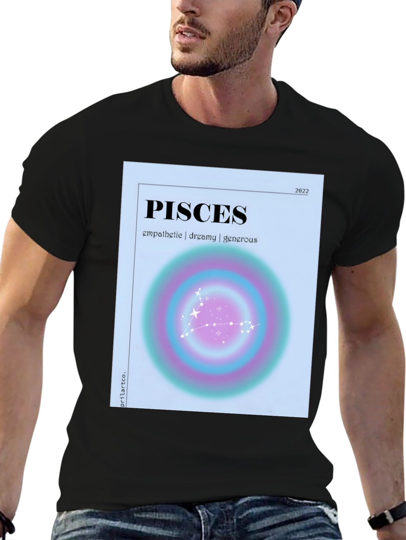 Black Pisces Zodiac Graphic T-Shirt - Empathetic Dreamy Generous view 6