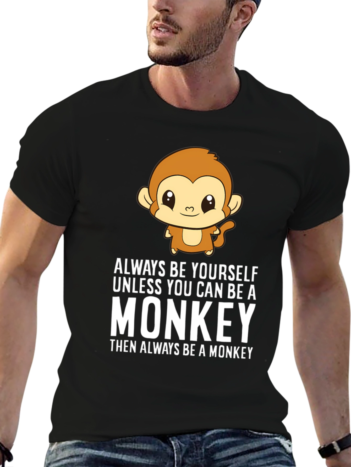 Black Always Be Yourself Monkey Graphic T-Shirt view 6
