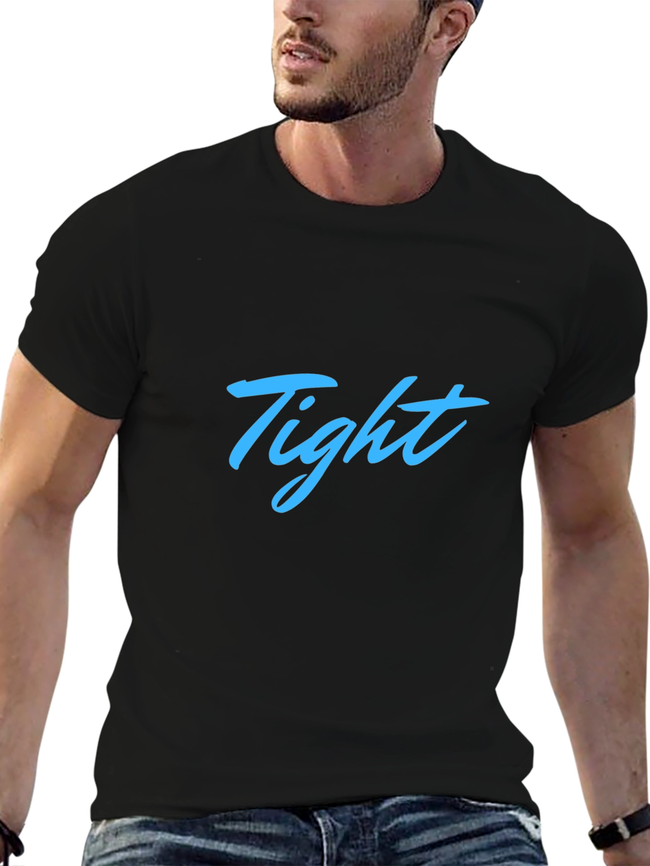 Black Men's Black "Tight" Graphic T-Shirt view 6