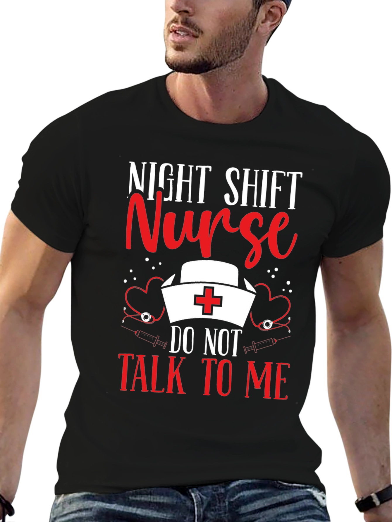 Black Night Shift Nurse T-Shirt: Do Not Talk To Me view 6