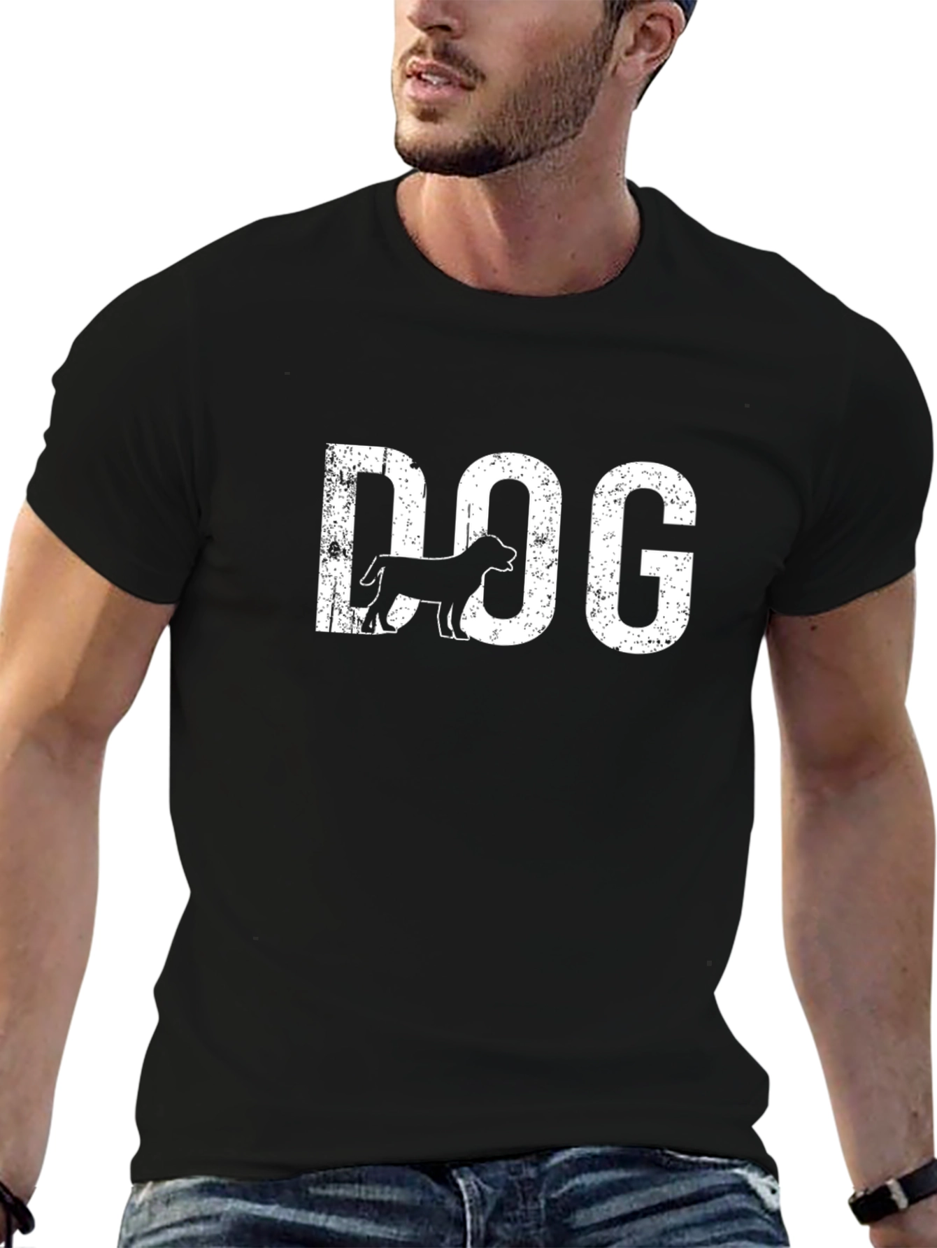 Black Dog Graphic Print Crew Neck T-Shirt view 6