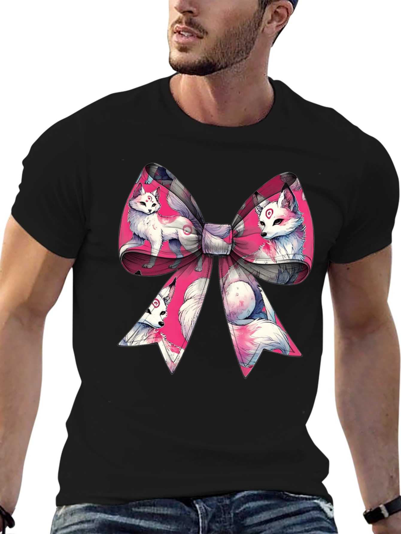 Black Fox Bow T-Shirt - Anime Style view 6