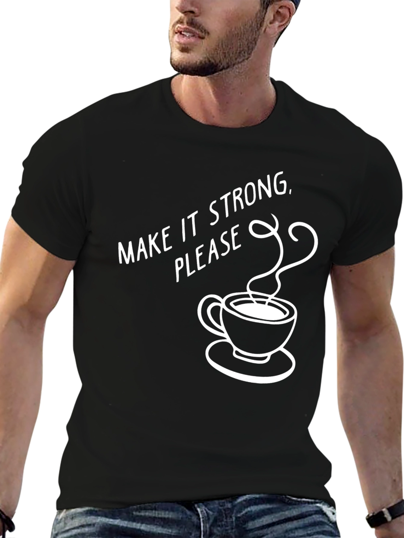 Black Make It Strong Coffee T-Shirt view 6