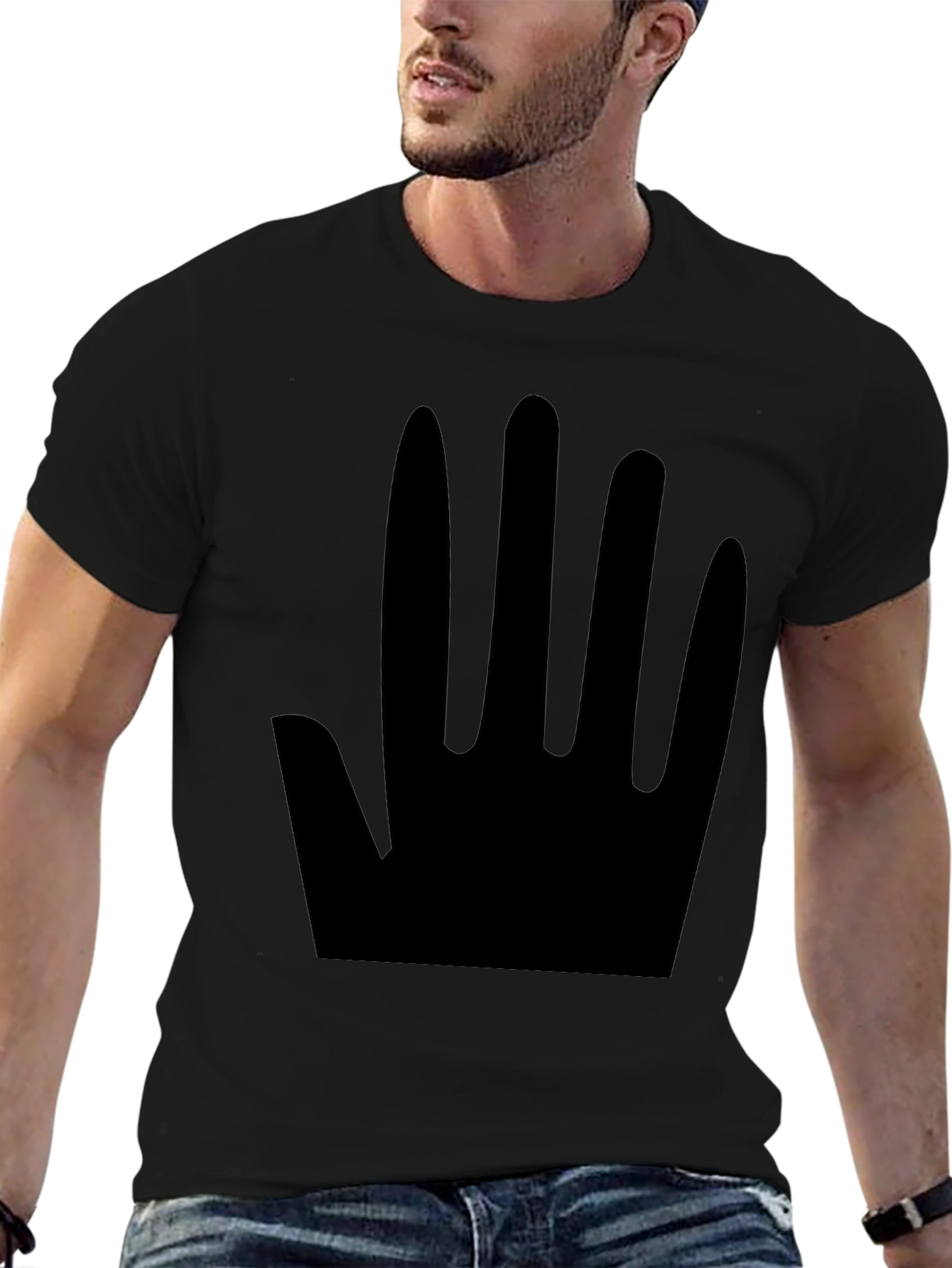 Minimalist Black Hand Print T-Shirt - 6