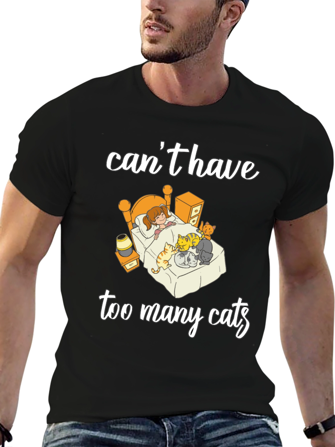 Black Can't Have Too Many Cats T-Shirt view 6