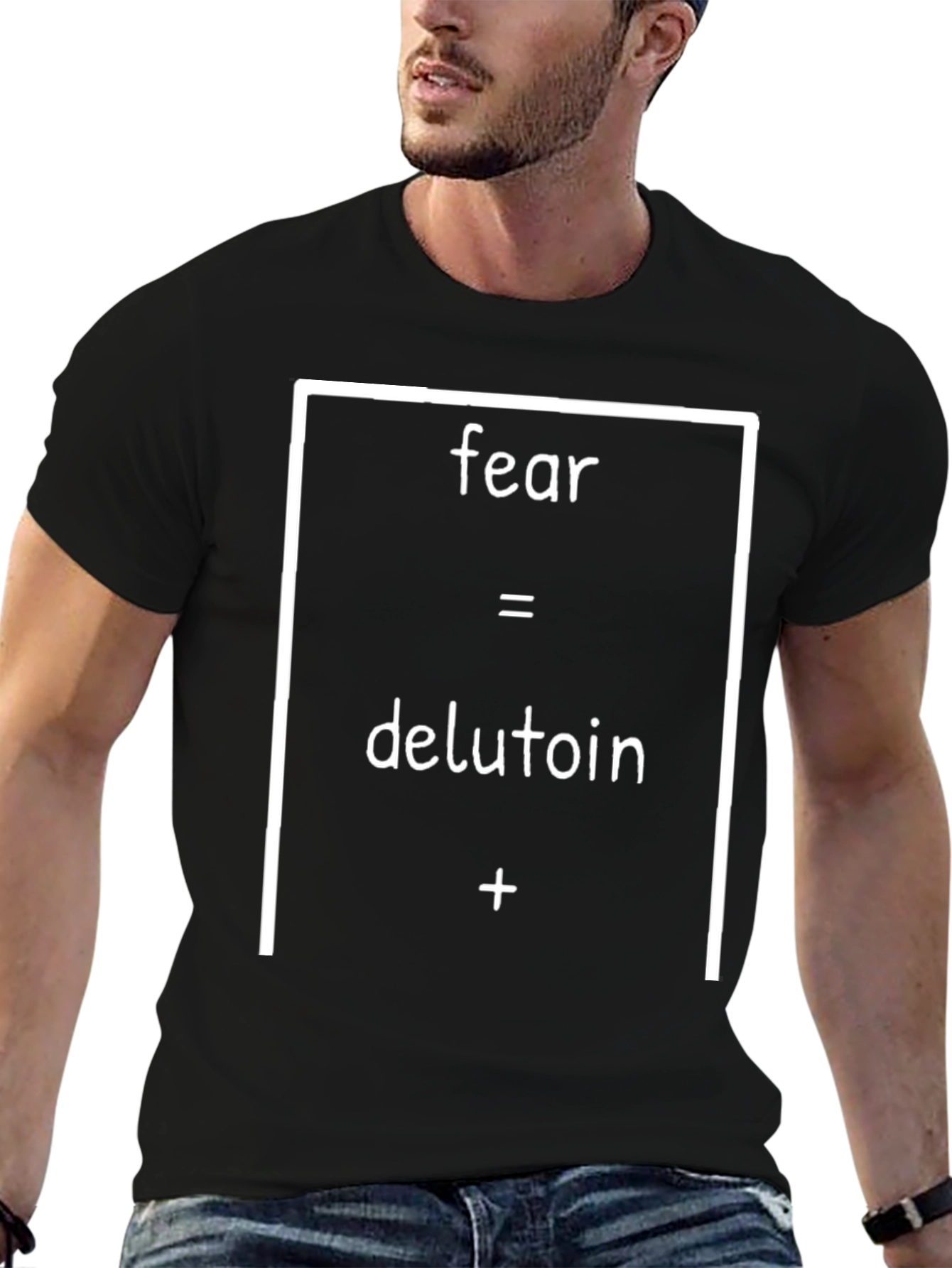 Black Fear = Delusion + Humor Graphic Tee view 6