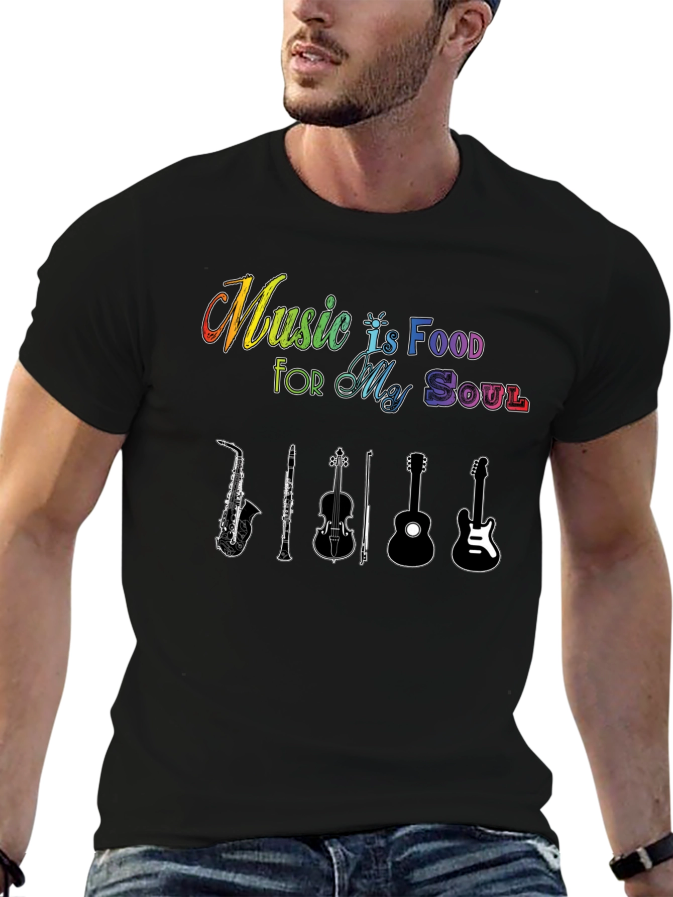 Black Music Is Food For My Soul Black T-Shirt view 6