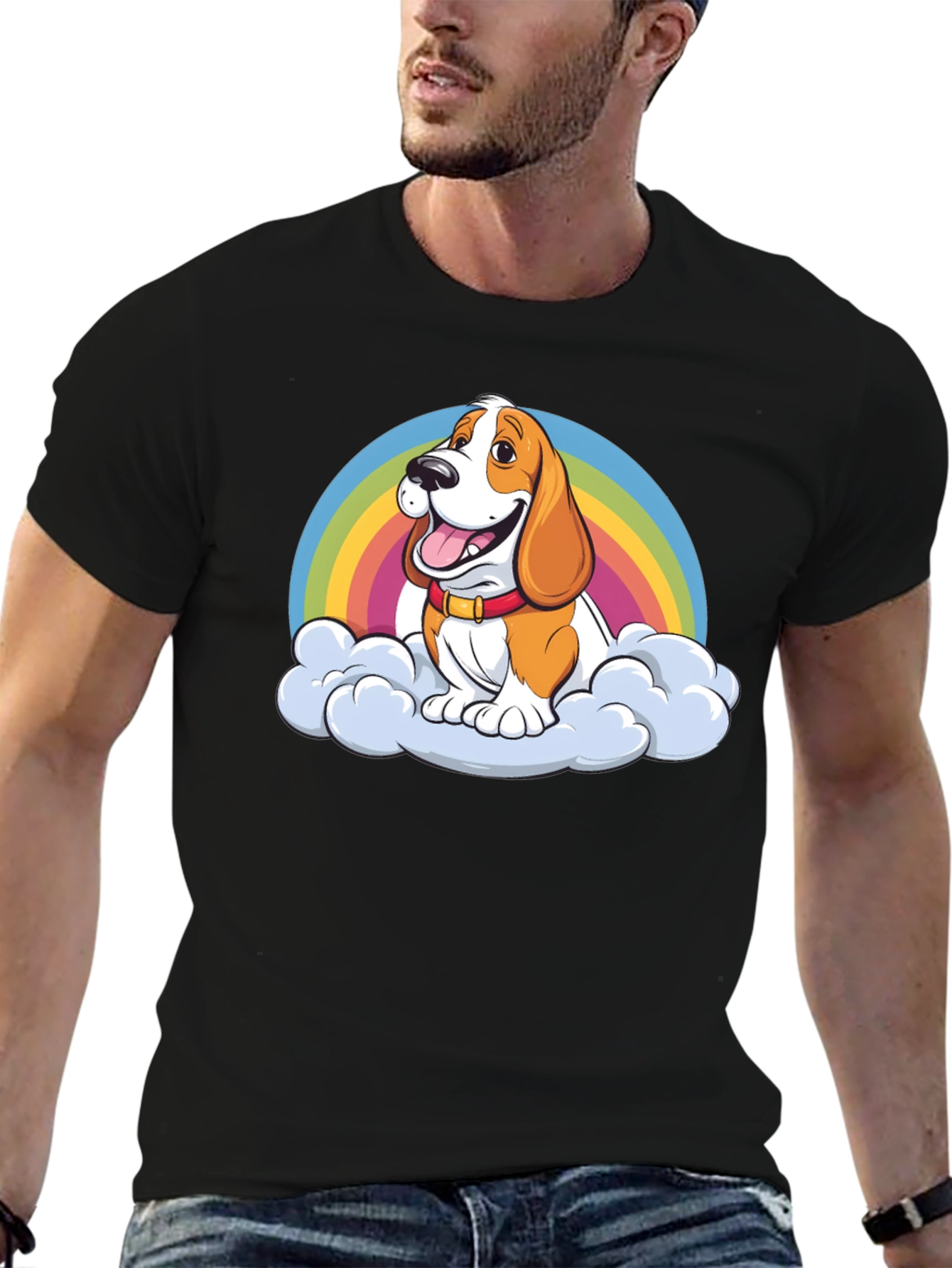 Black Dog Rainbow Cloud Graphic Tee view 6
