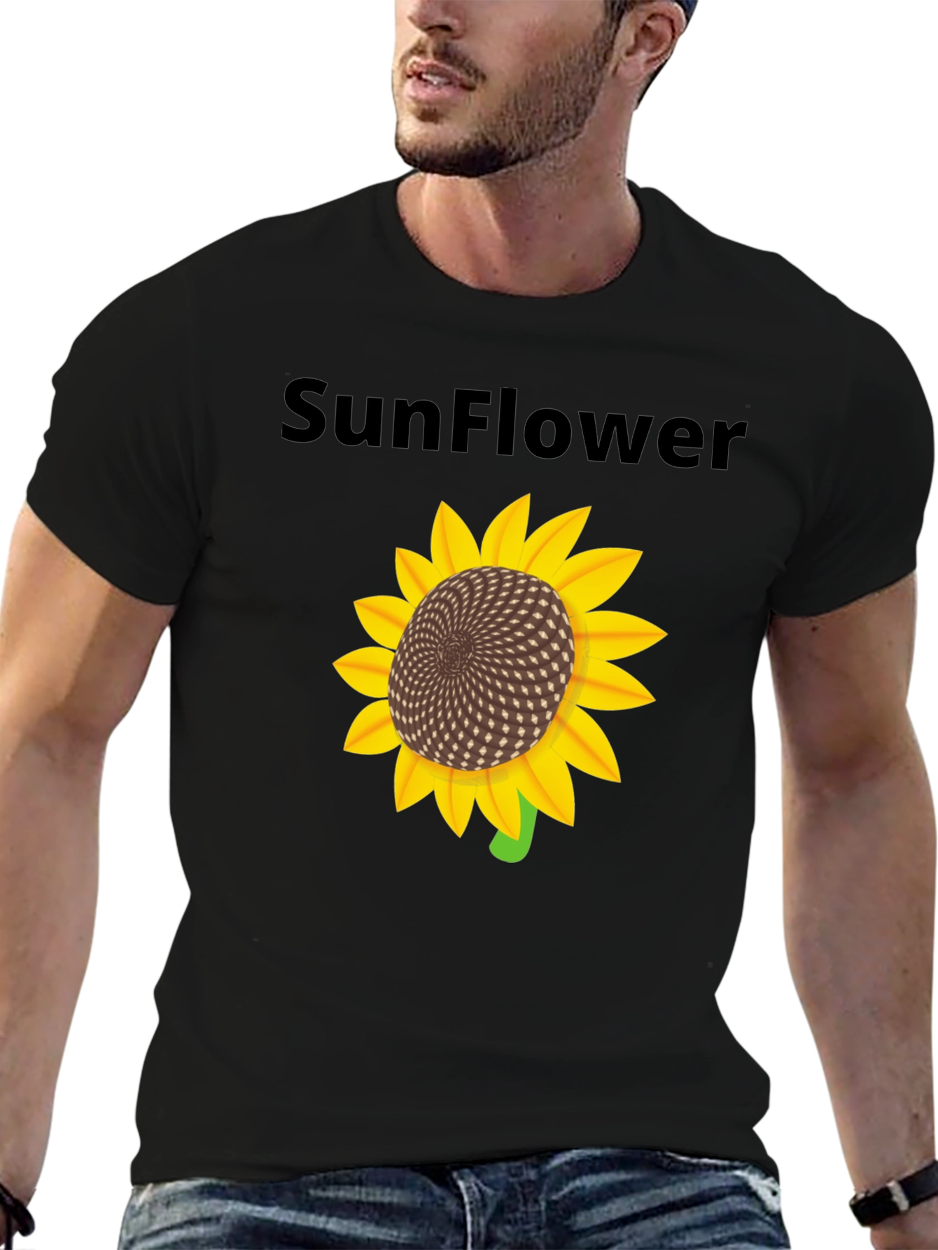 Black Sunflower Graphic T-Shirt - Black Cotton Blend view 6