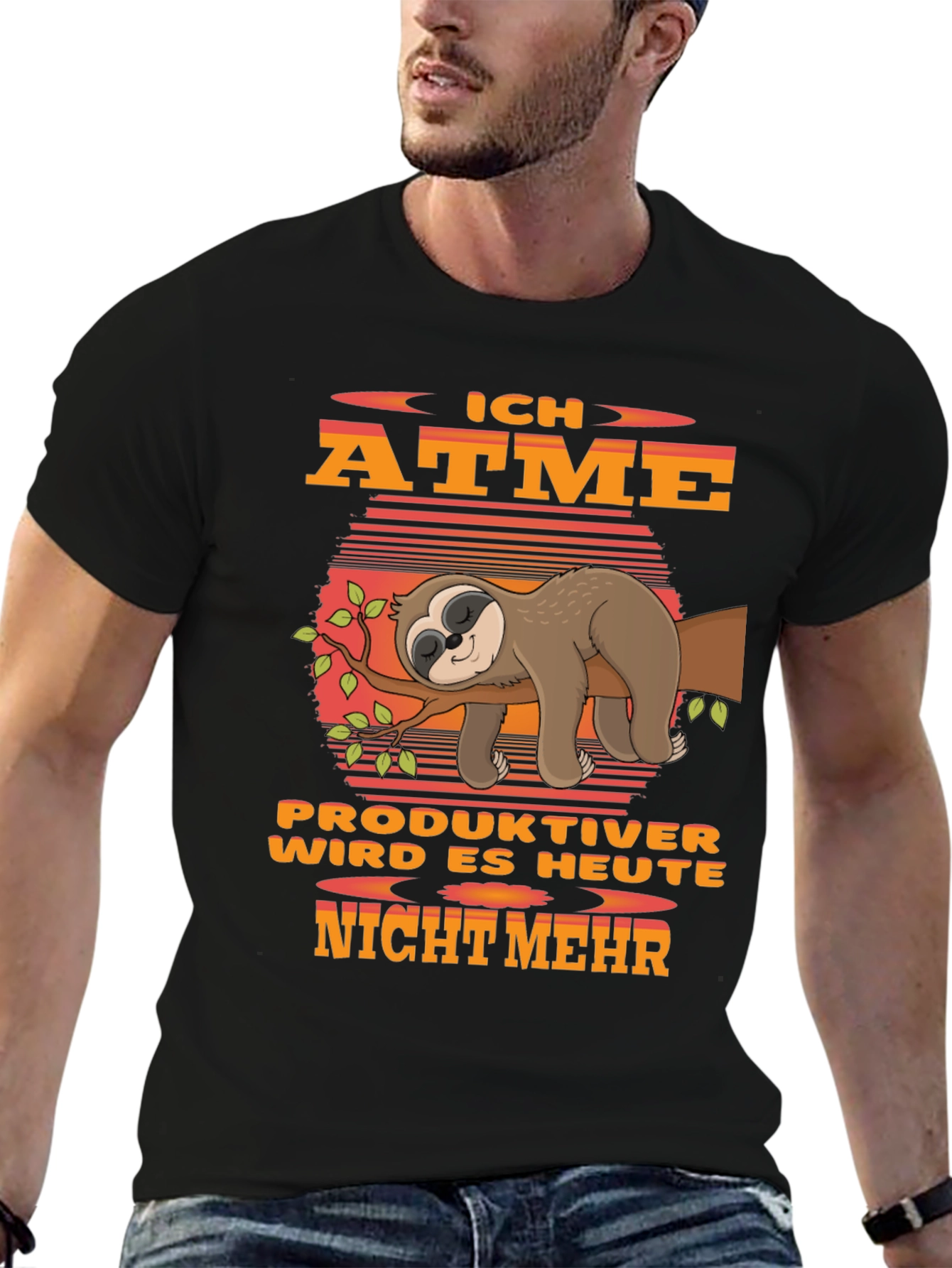 Black Ich Atme Sloth Graphic T-Shirt view 6