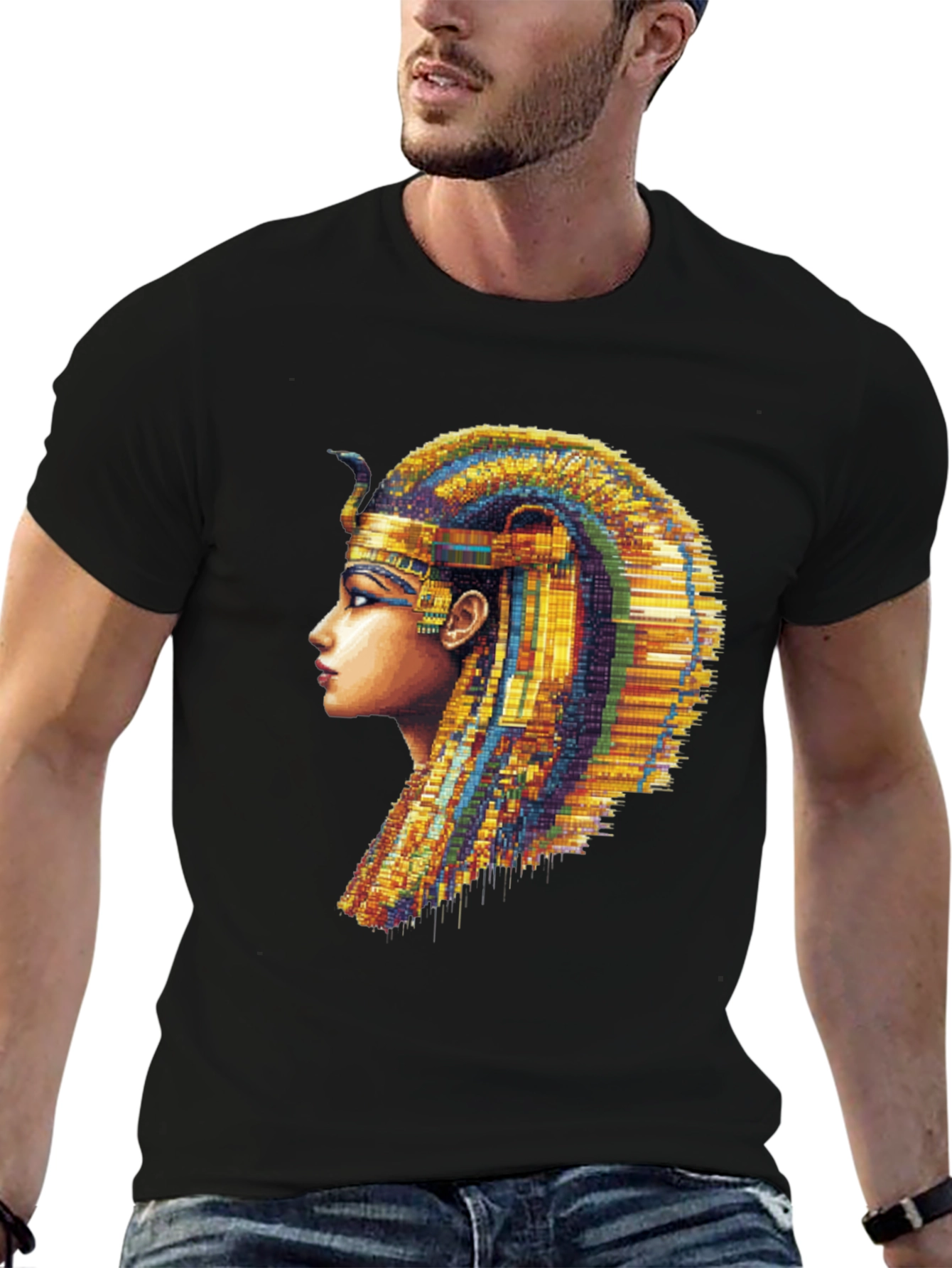 Black Egyptian Queen Graphic Tee - Men's Black T-Shirt view 6
