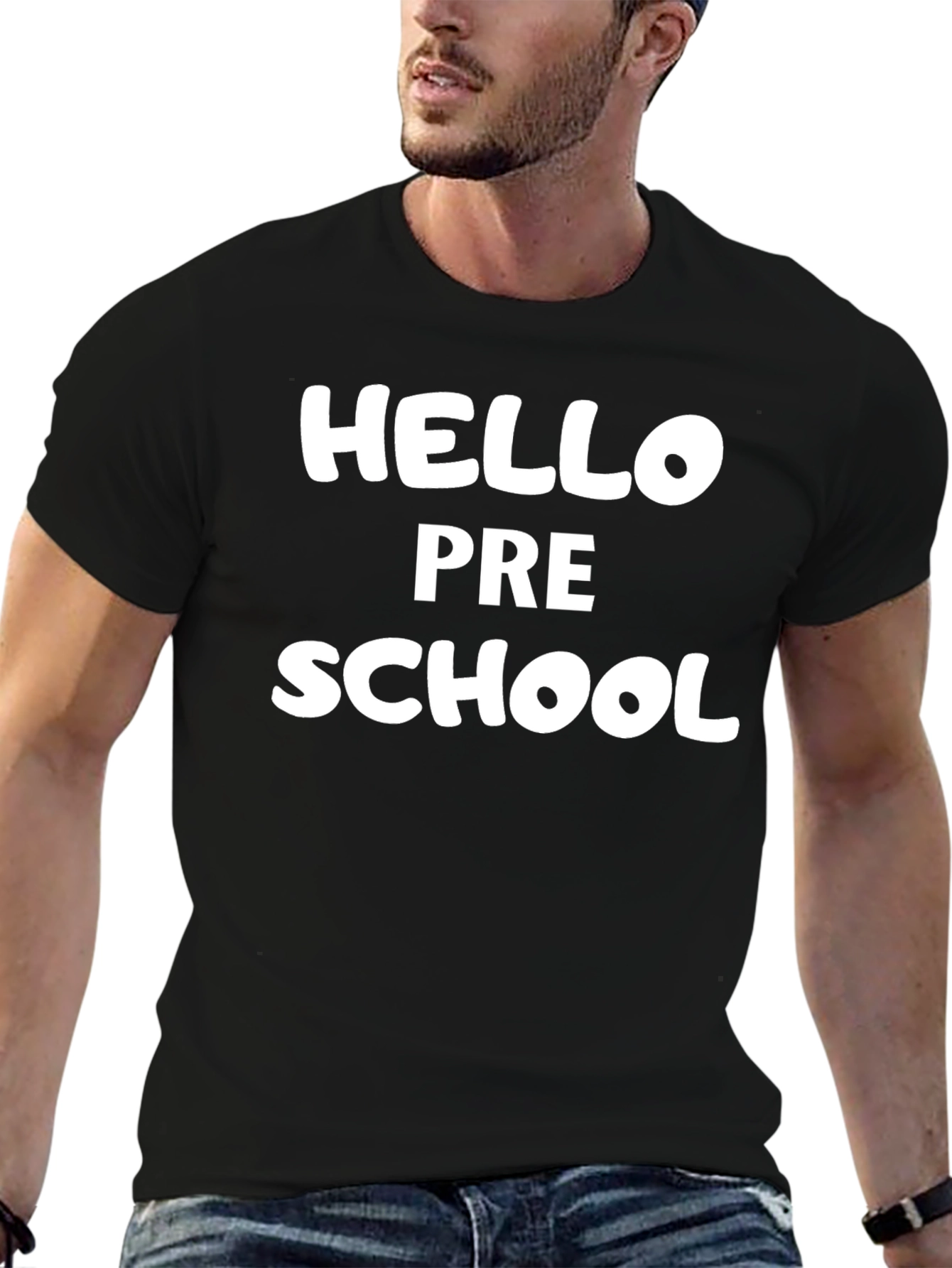 Black Hello Pre School T-Shirt view 6