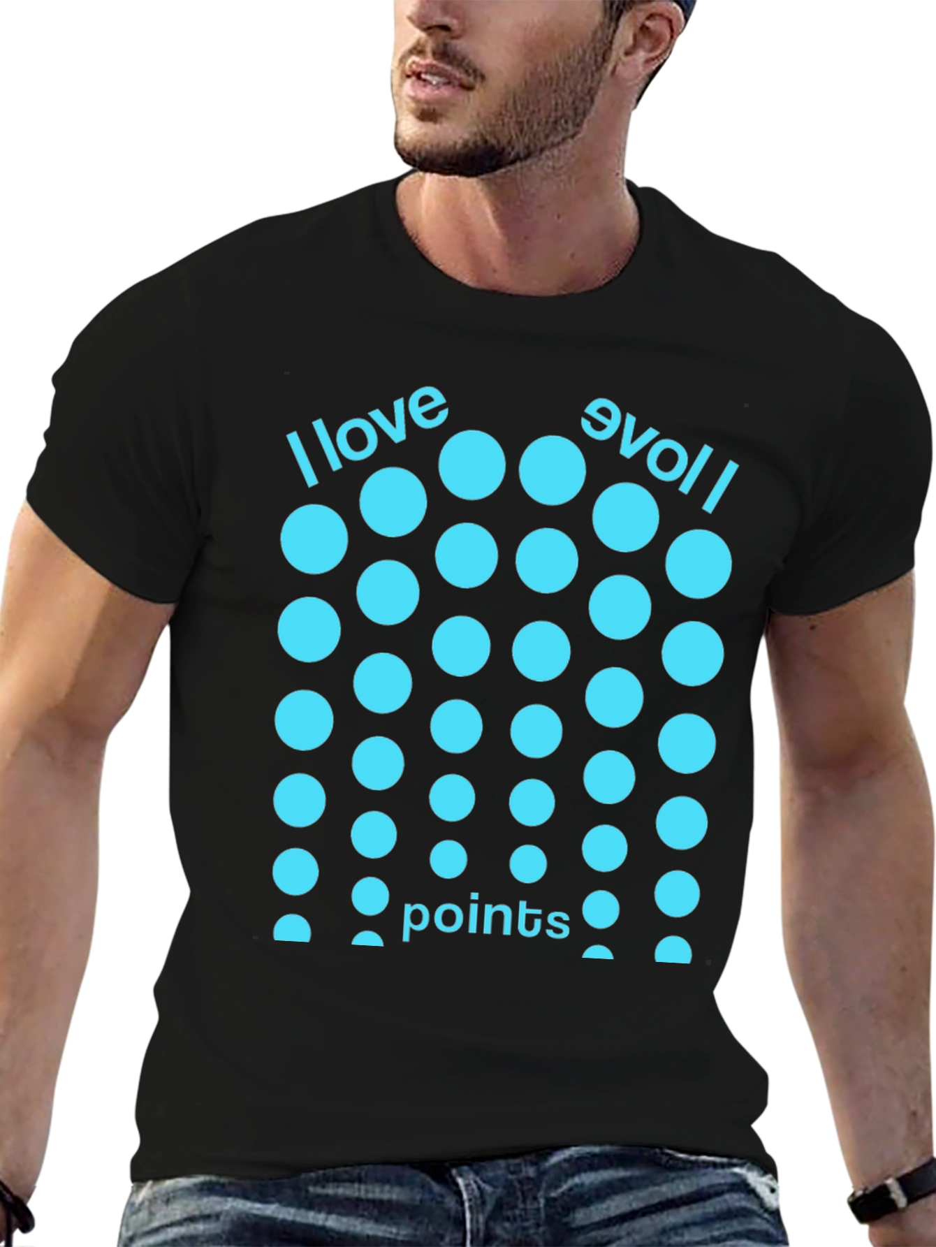 Black I Love Points T-Shirt - Funny Optical Illusion Tee view 6