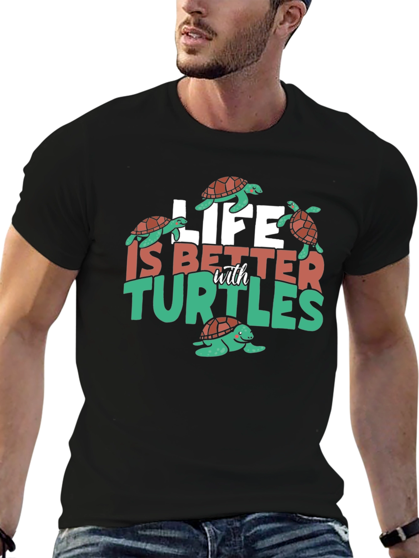 Black Life is Better with Turtles Graphic Tee view 6