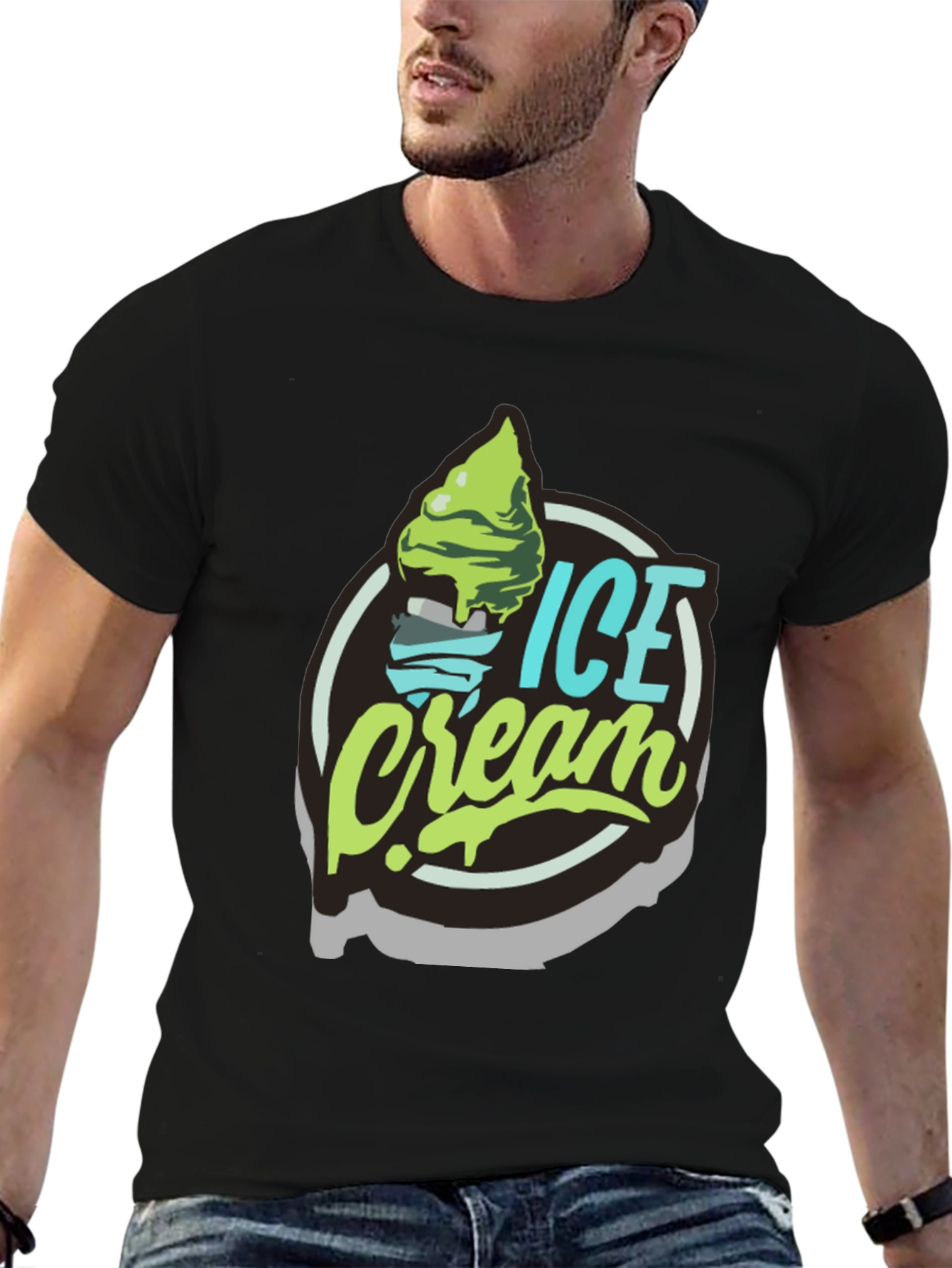 Black Ice Cream Graphic T-Shirt - Black view 6