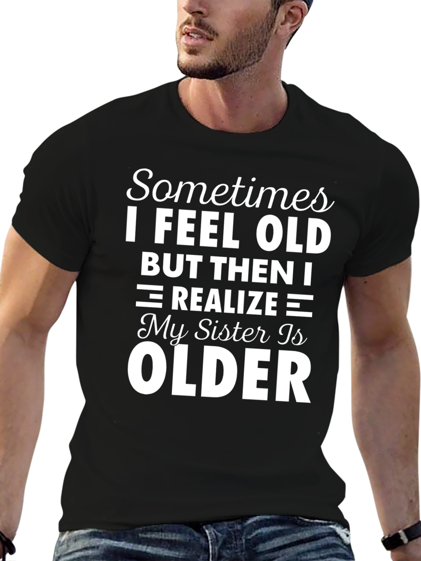 Black Funny Sister Older T-Shirt view 6