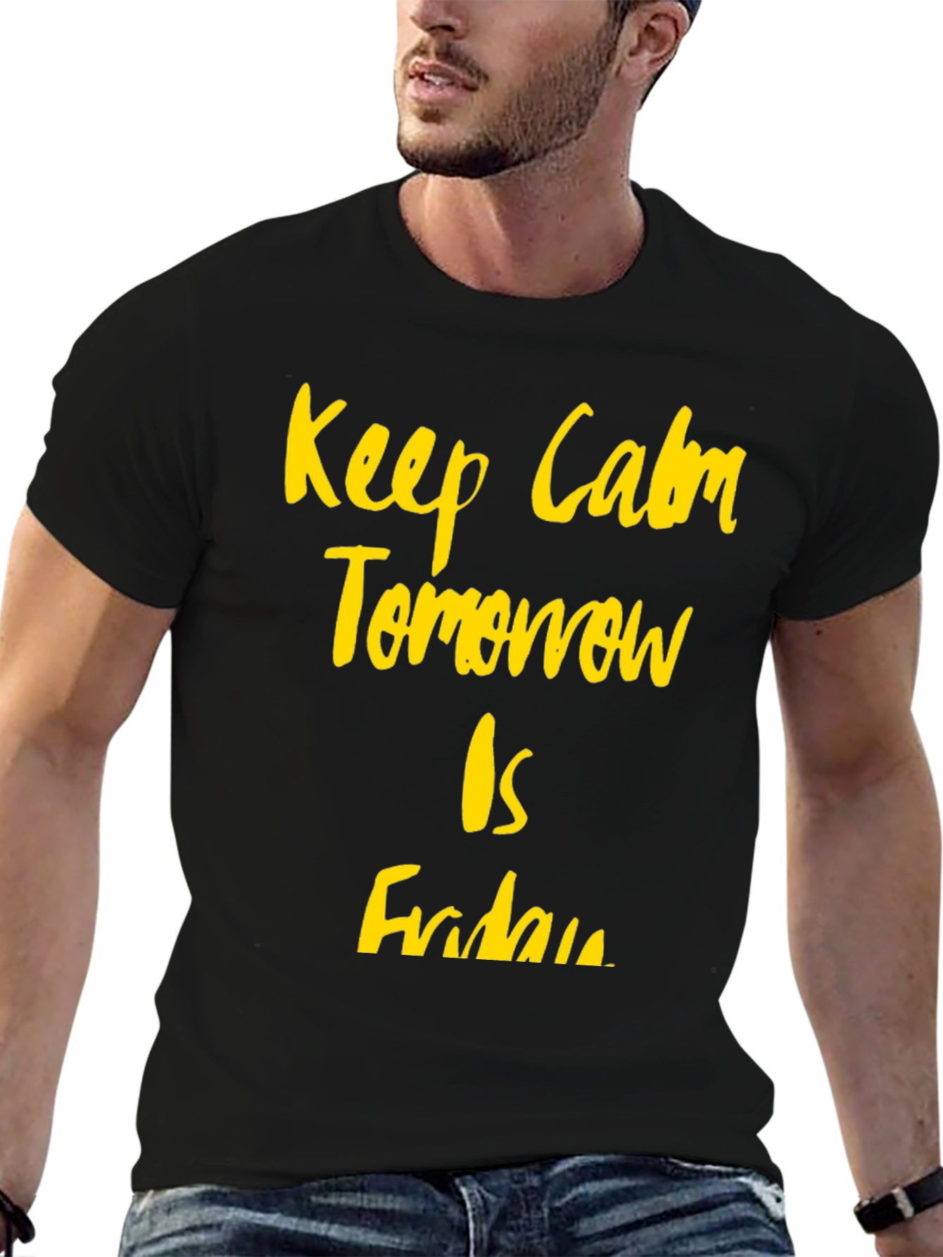 Black Keep Calm It's Almost Friday Graphic Tee view 6