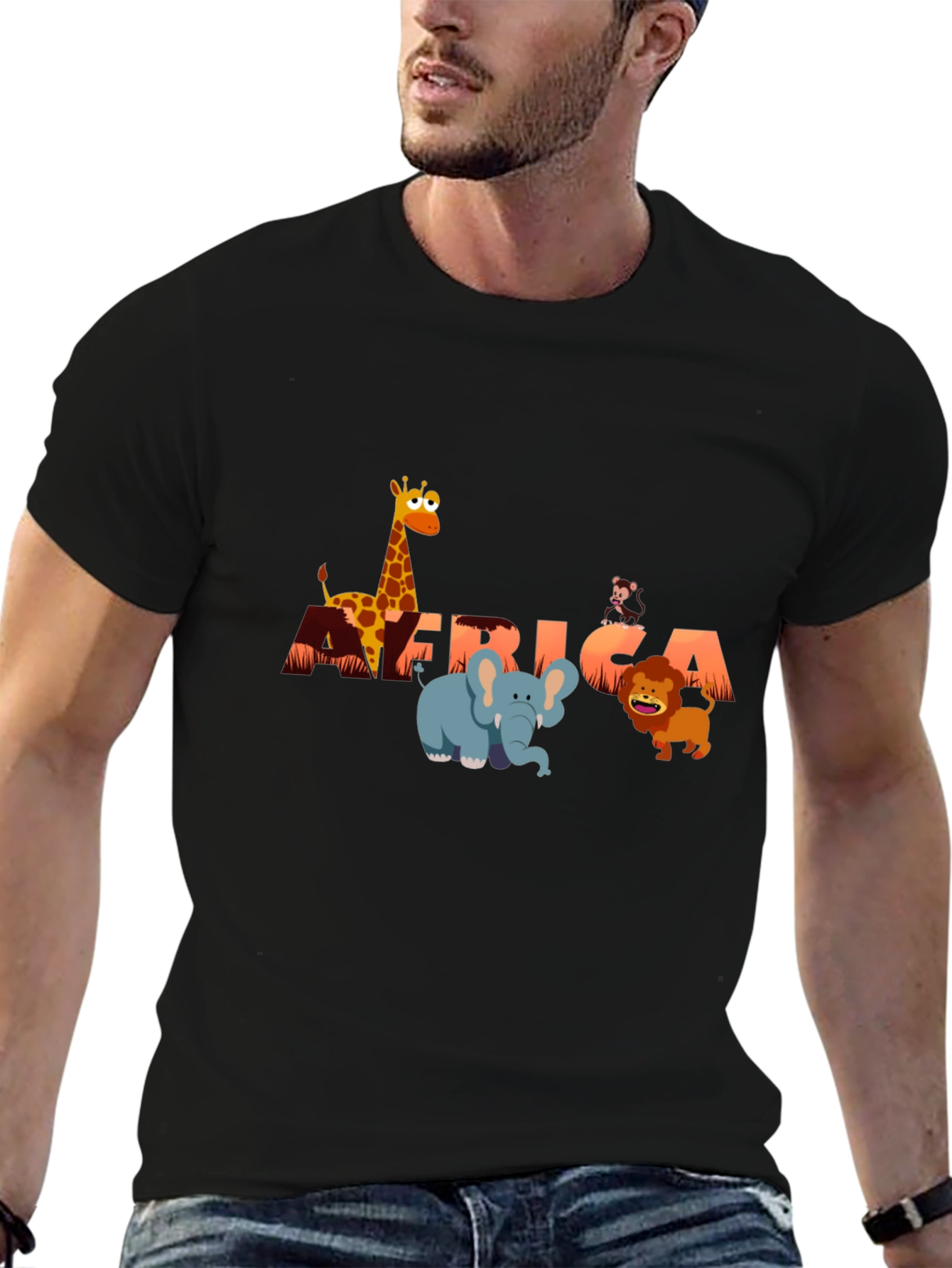 Black Africa Animals Graphic Tee - Fun Safari Shirt view 6