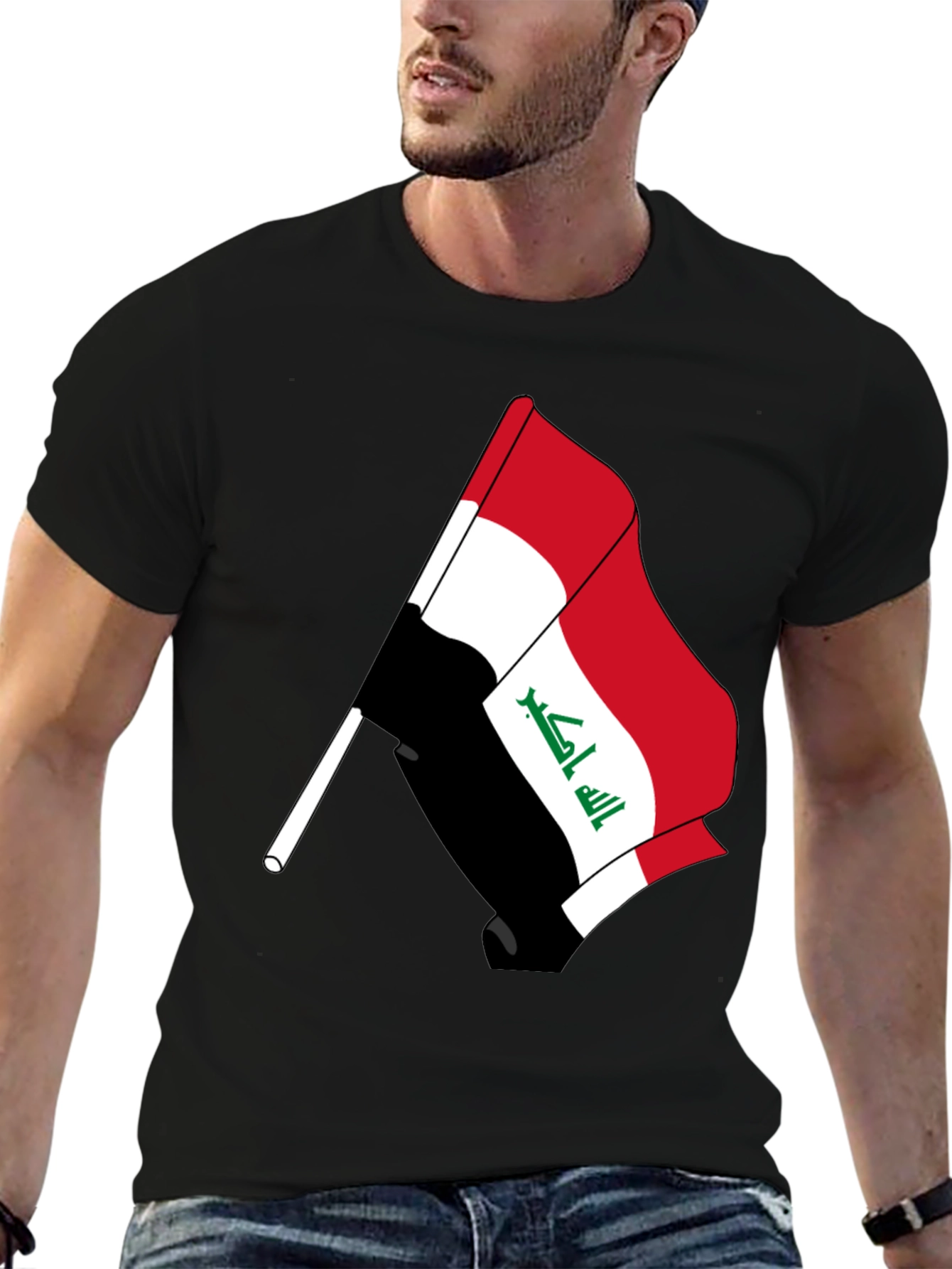 Black Iraq Flag T-Shirt - Patriotic Pride view 6