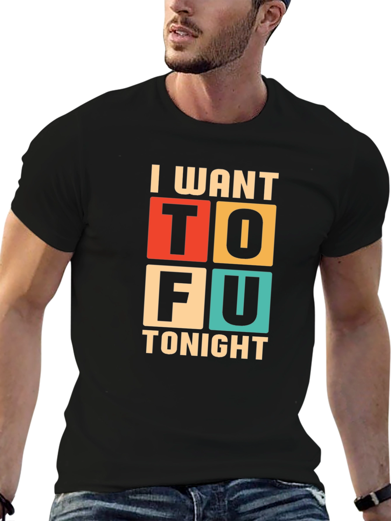 Black I Want Tofu Tonight Graphic Tee - Trendy Vegan Style view 6