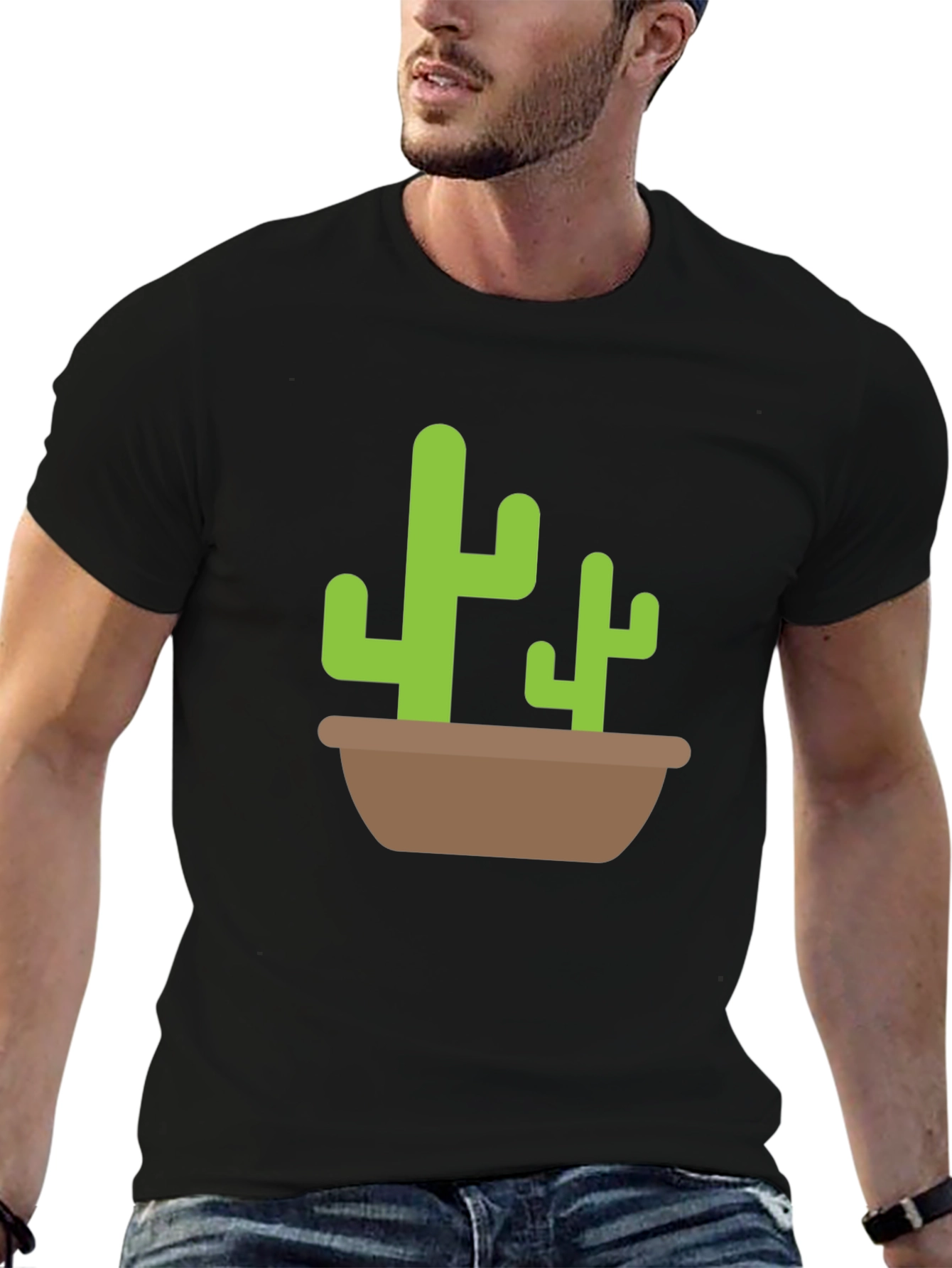 Black Cactus Graphic Tee - Black Casual T-Shirt view 6