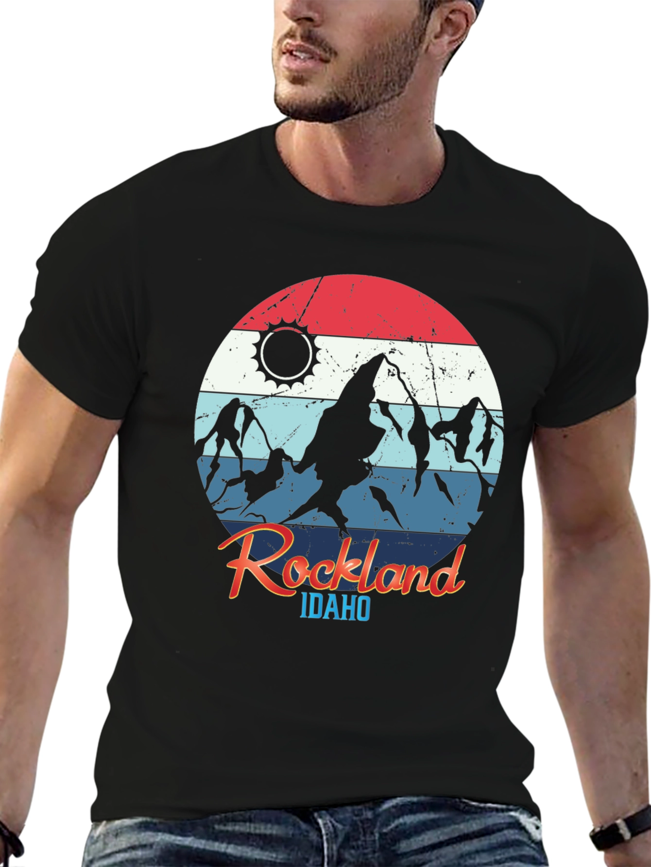 Black Rockland Idaho Mountain T-Shirt view 6