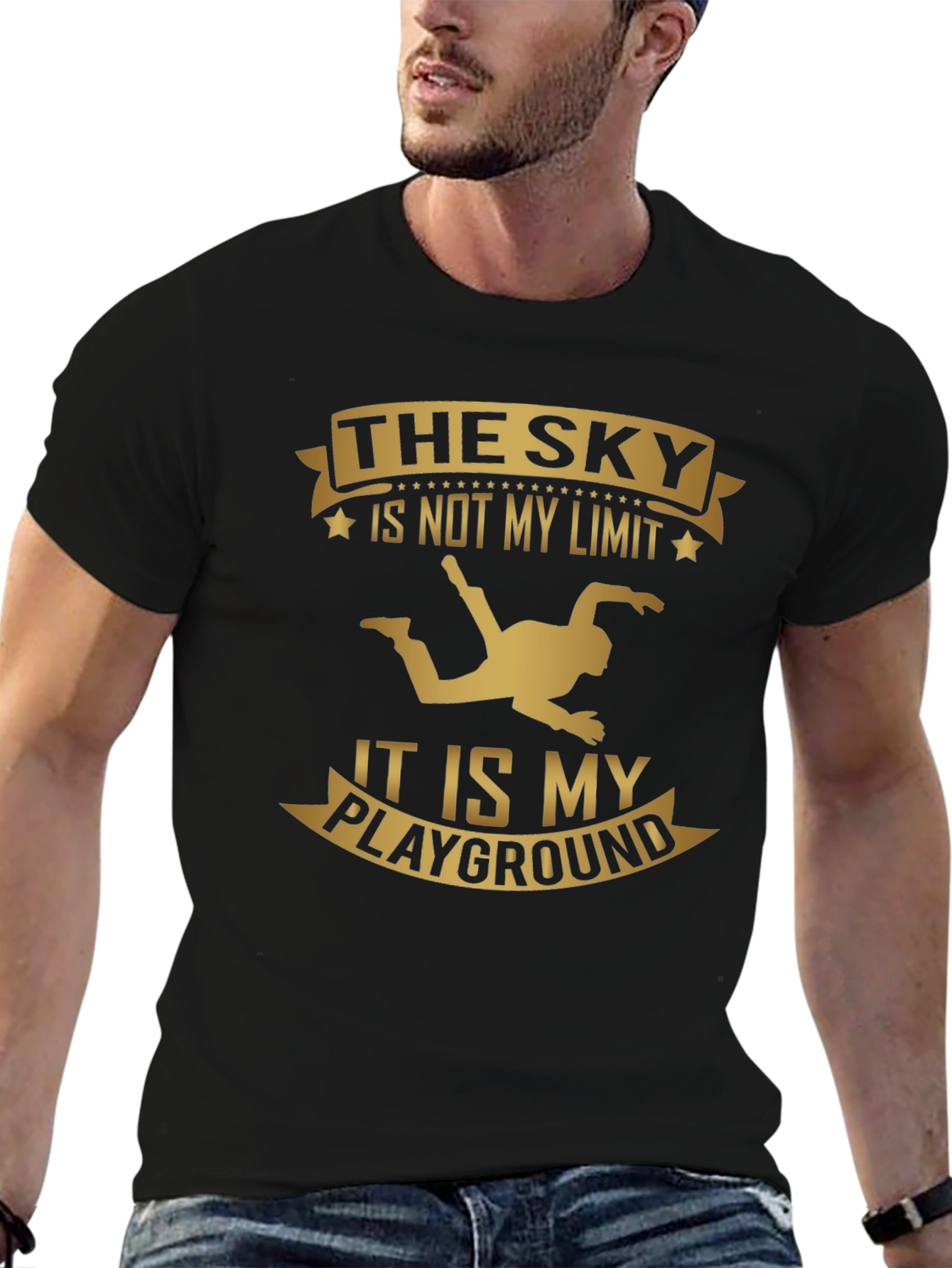 Black Skydiving T-Shirt: Sky is My Playground view 6