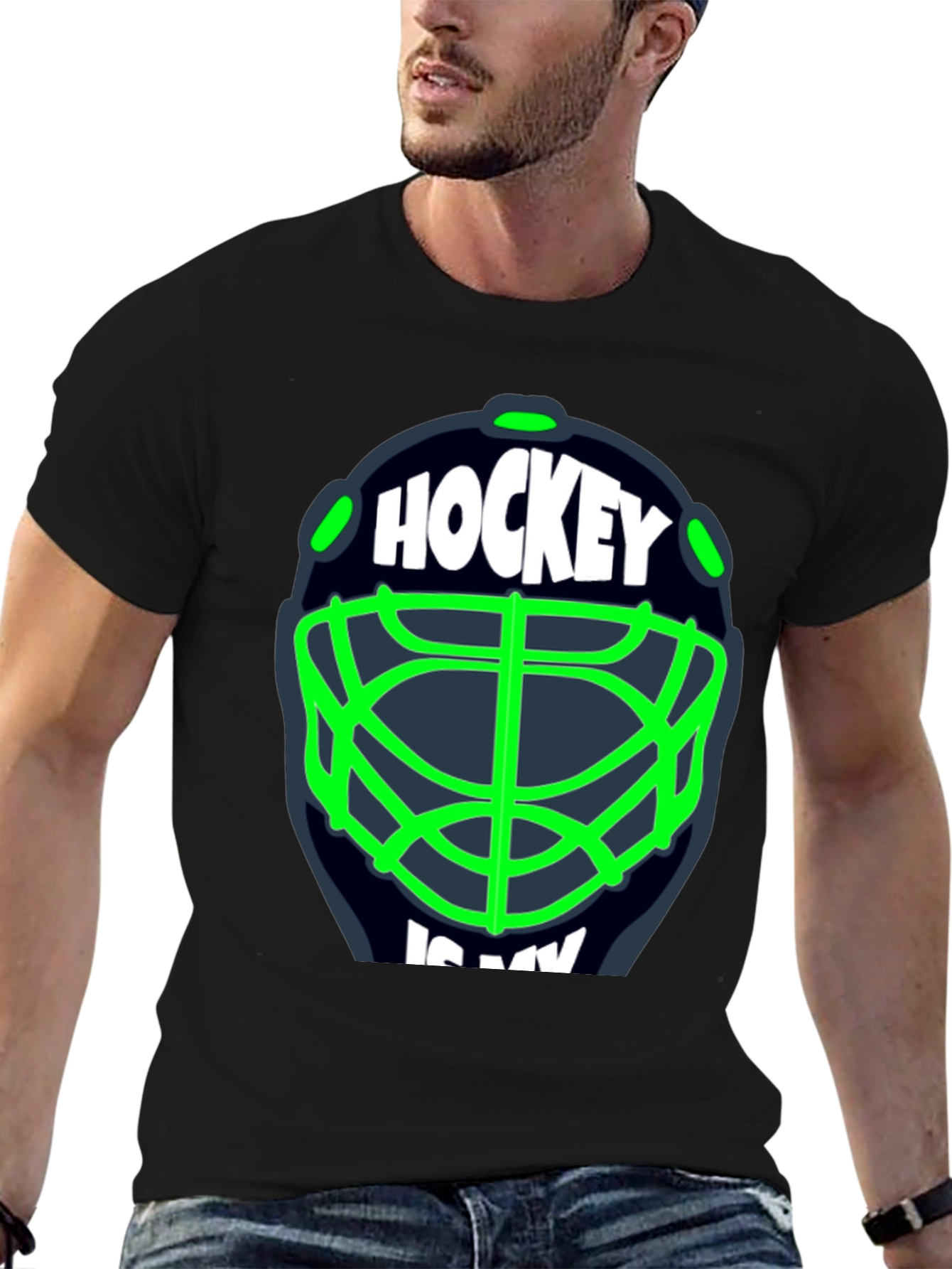 Black Hockey Is My... T-Shirt - Black view 6
