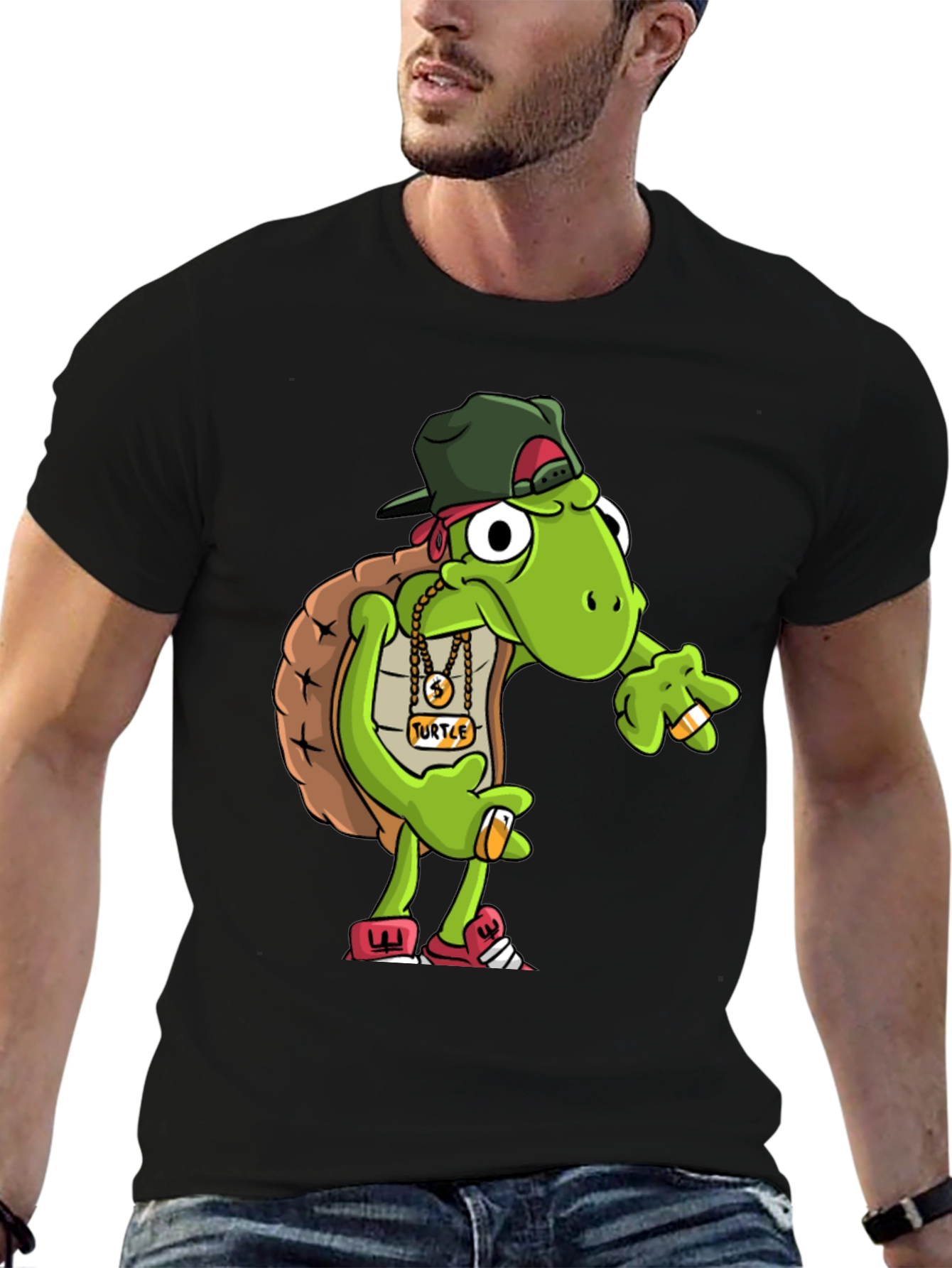 Black Gangster Turtle Graphic Tee view 6