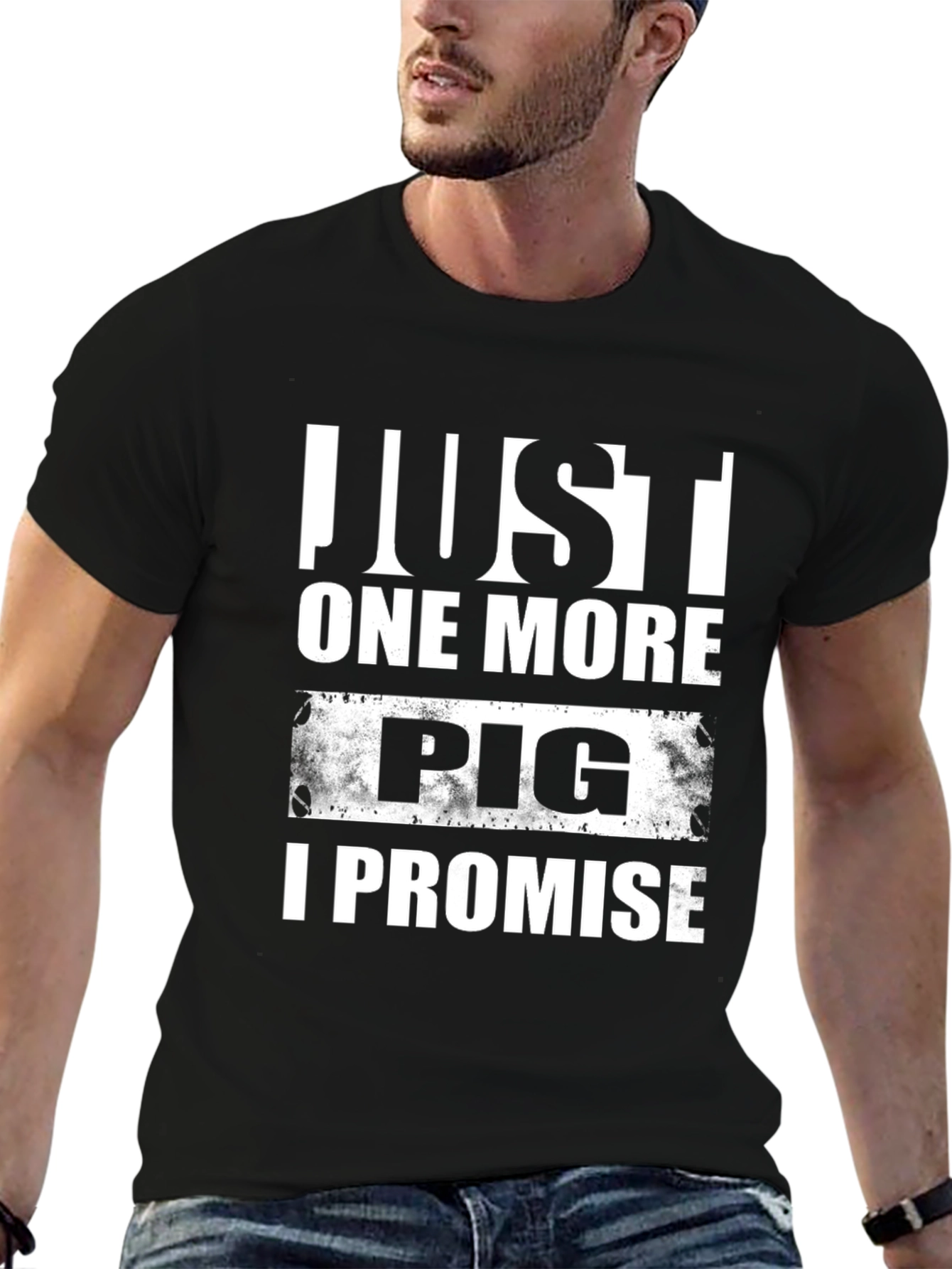 Black Just One More Pig T-Shirt view 6