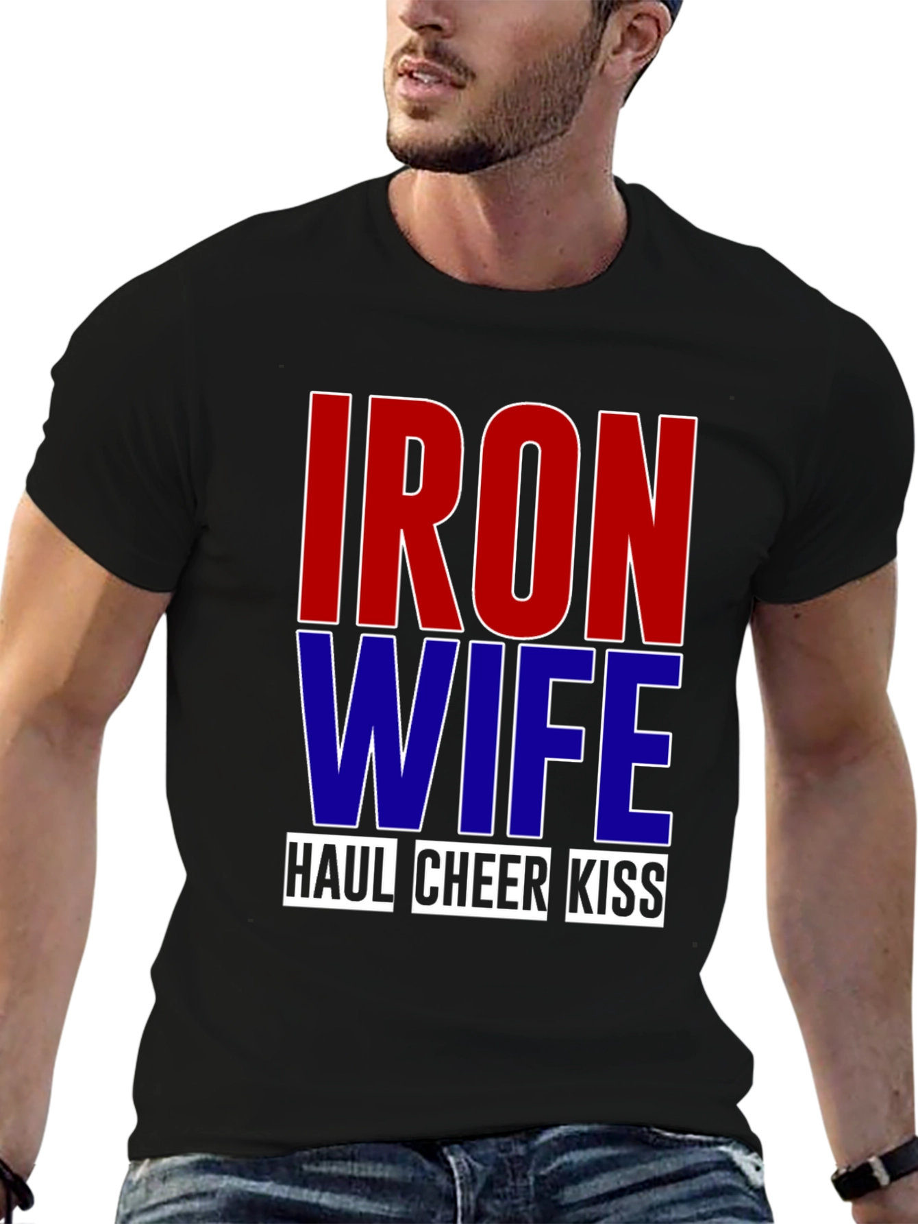 Black Iron Wife Haul Cheer Kiss T-Shirt view 6