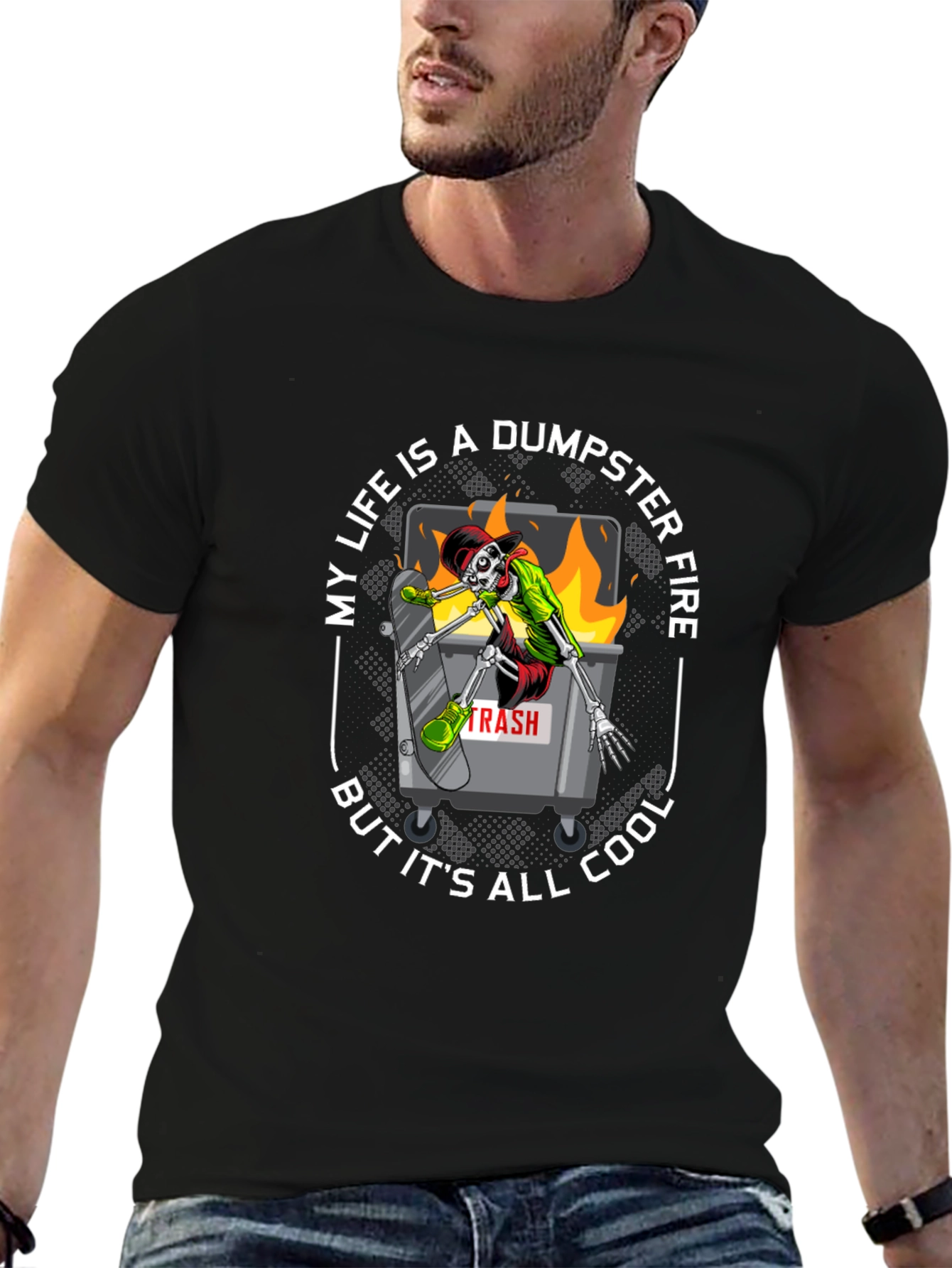 Black Dumpster Fire Cool T-Shirt  view 6