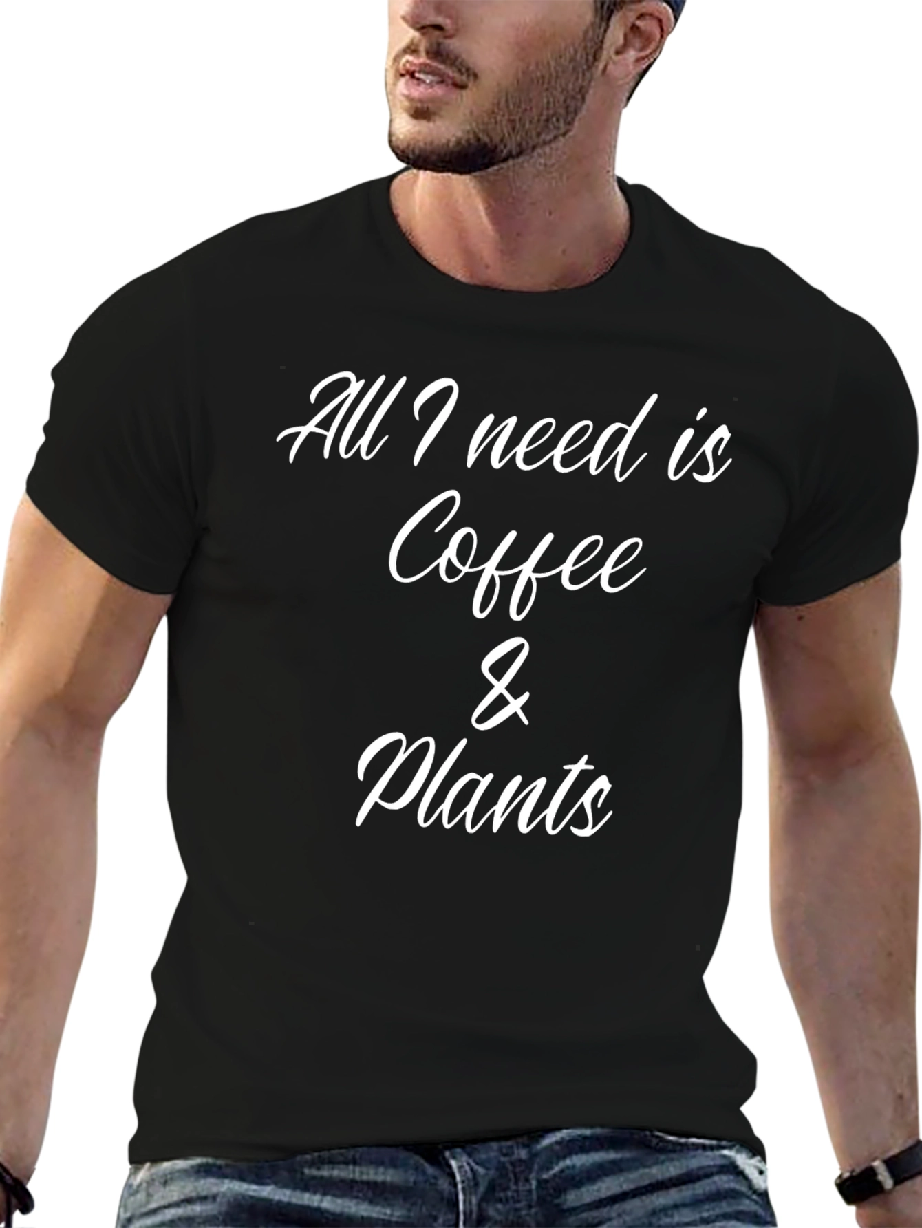 Black Coffee & Plants Graphic Tee - Black T-Shirt view 6