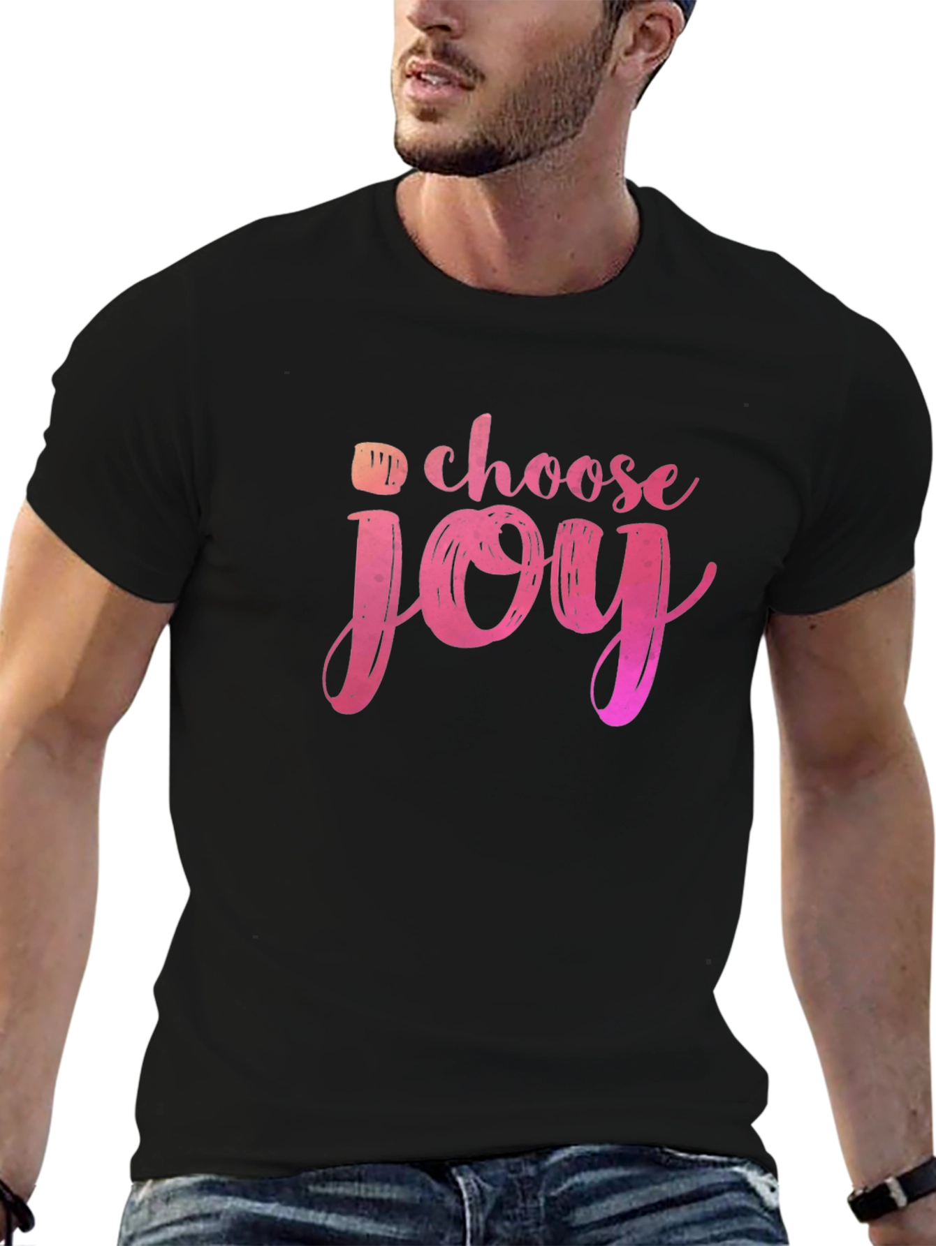 Black Choose Joy Graphic Tee - Black Short Sleeve T-Shirt view 6