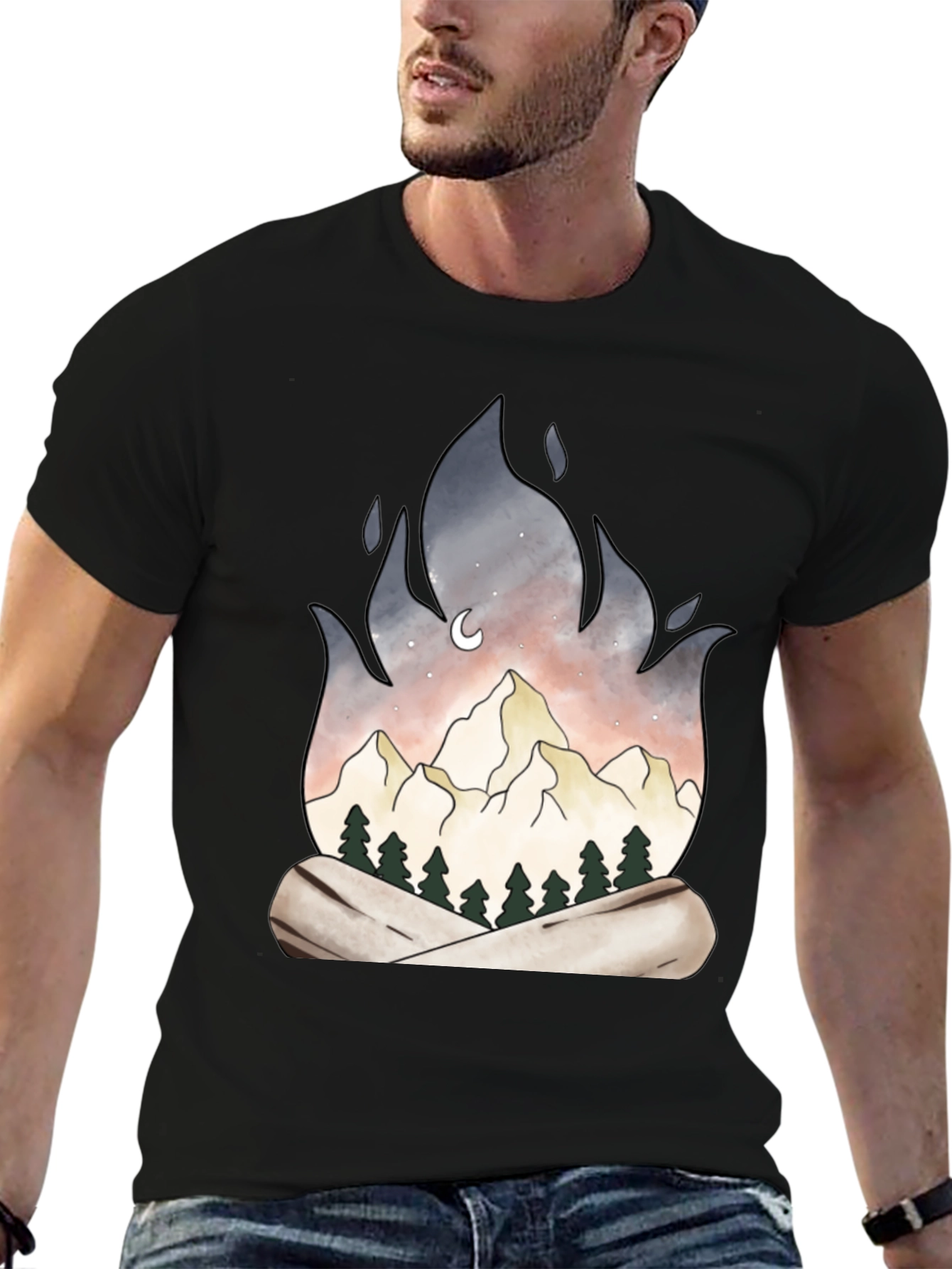 Black Mountain Campfire Graphic Tee - Black view 6