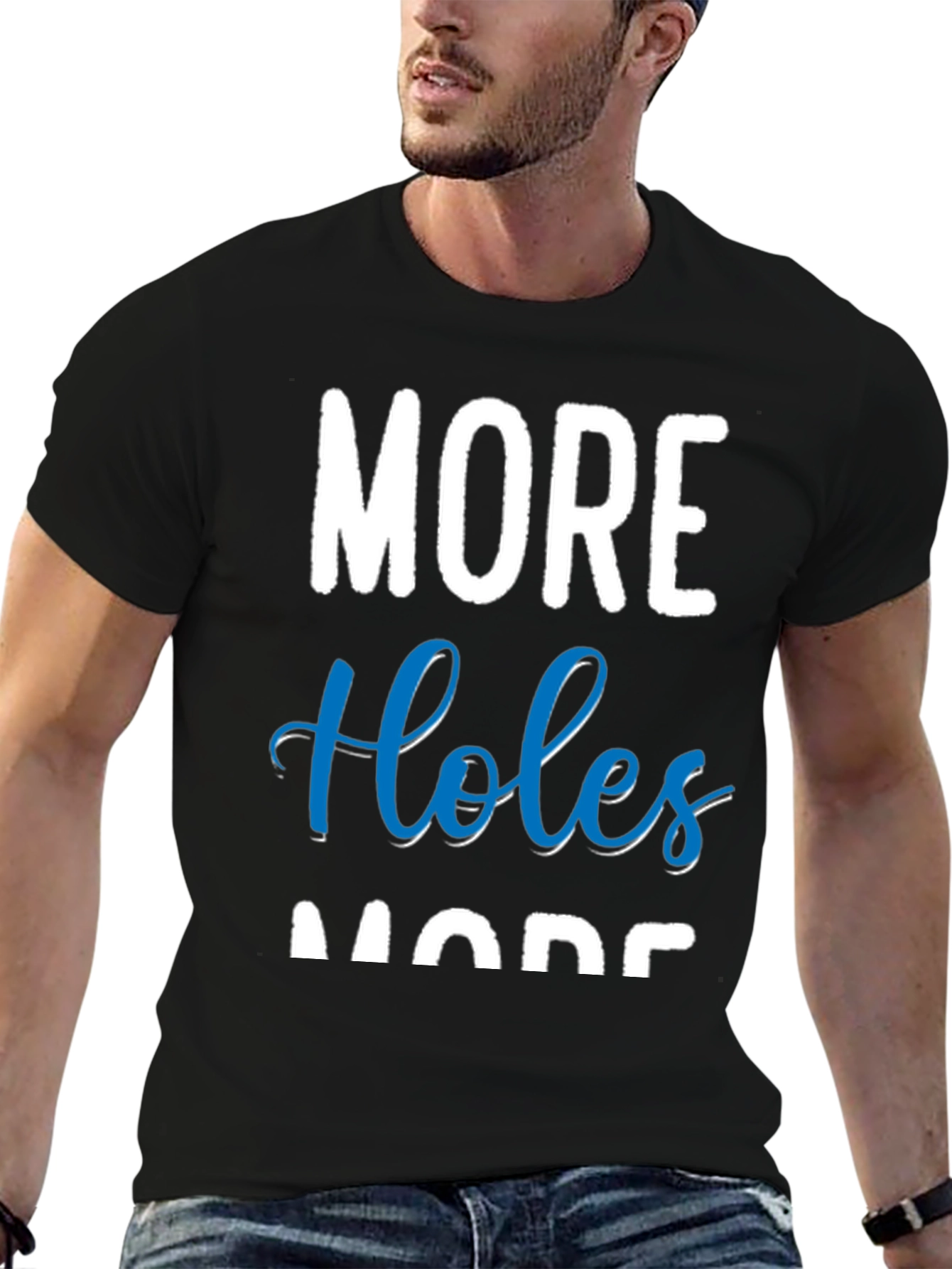 Black More Holes More Fun Black Cotton T-Shirt view 6