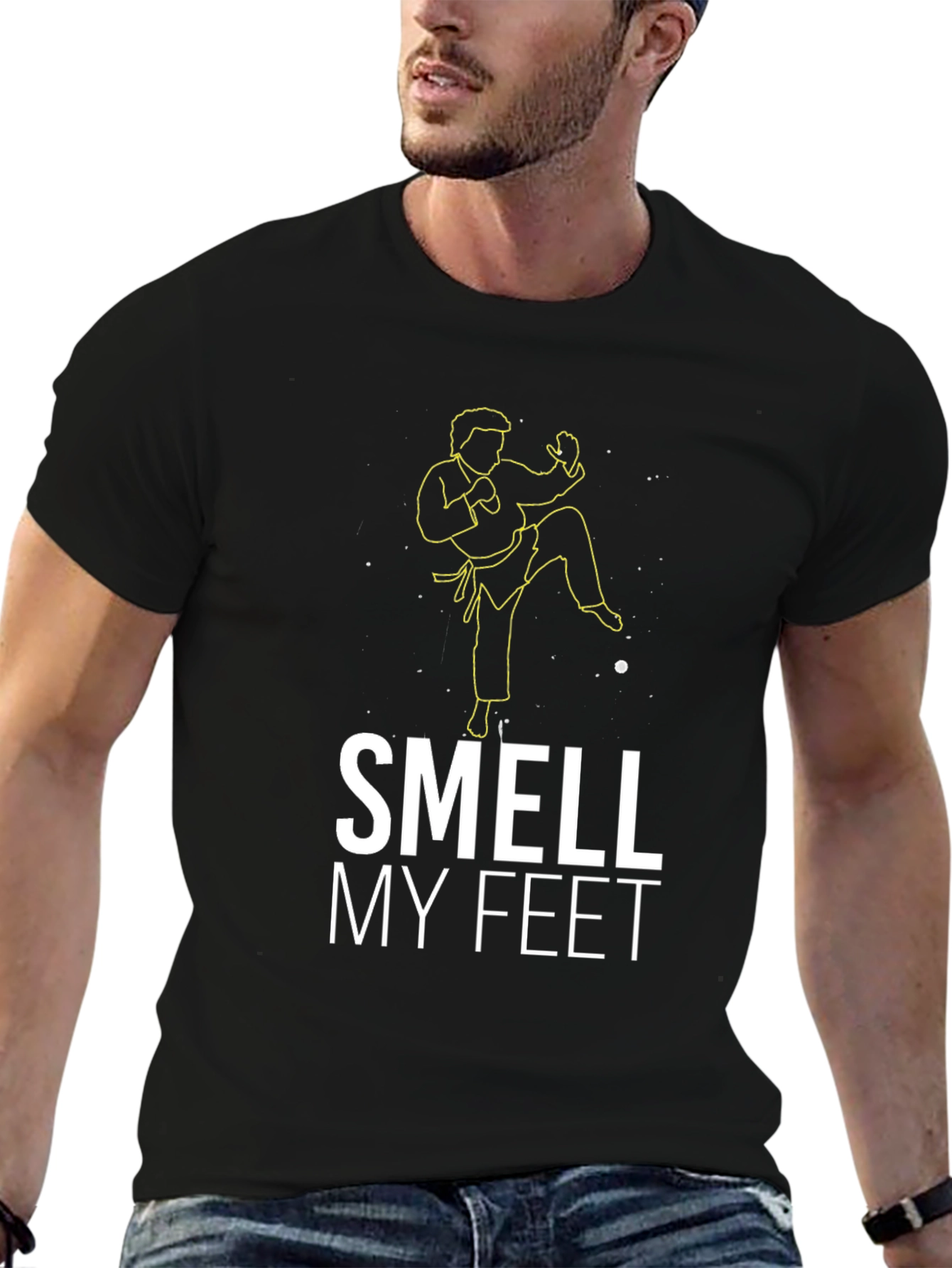 Black Smell My Feet Karate T-Shirt - Funny Martial Arts Tee view 6