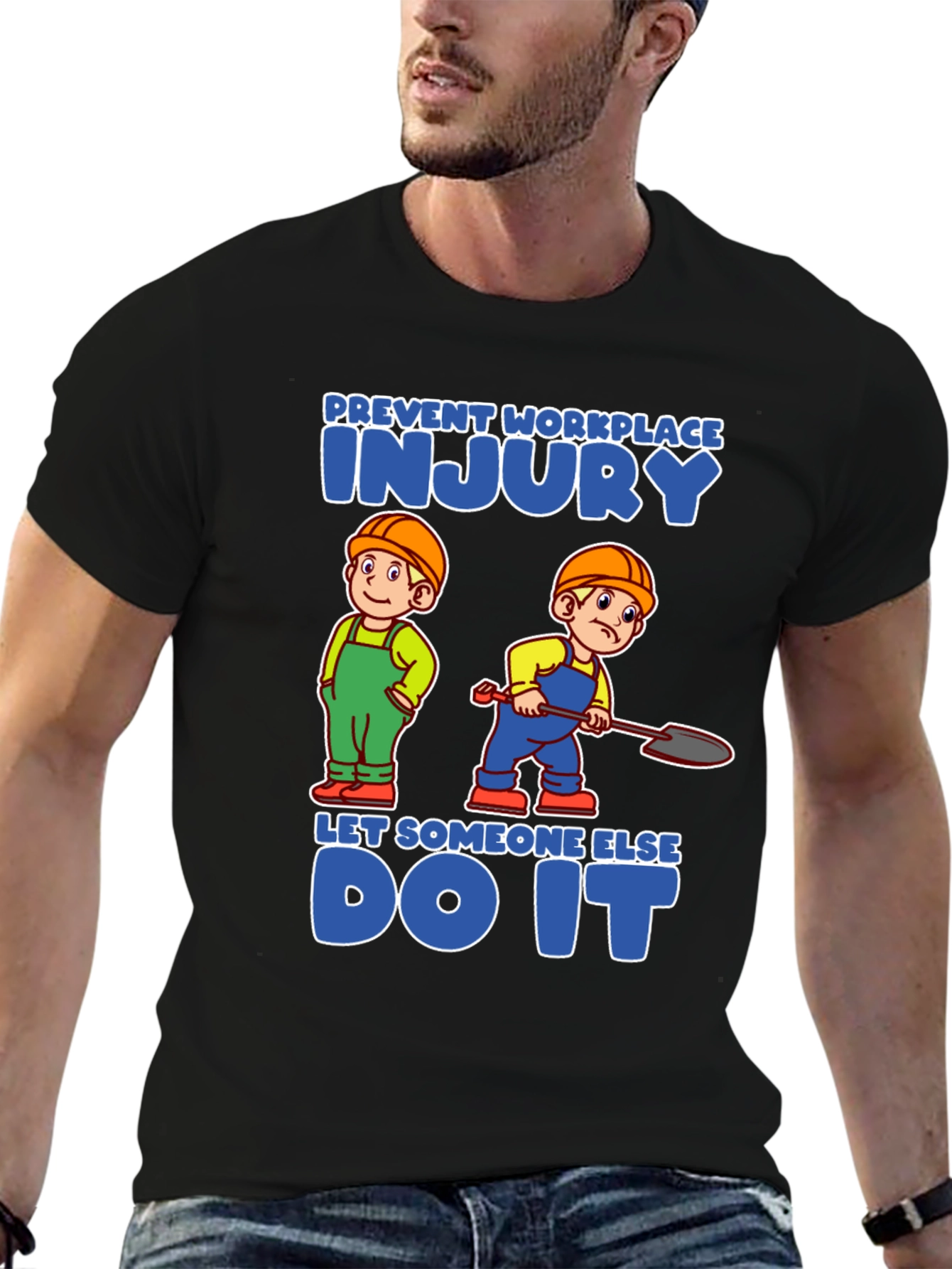 Black Prevent Workplace Injury T-Shirt view 6