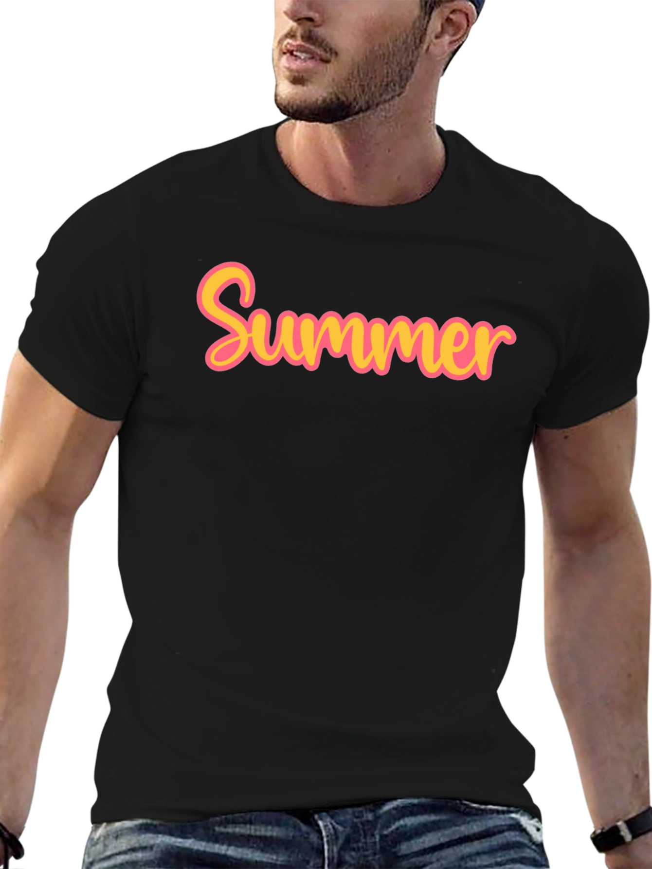 Black Summer Graphic T-Shirt - Casual Cotton Tee view 6