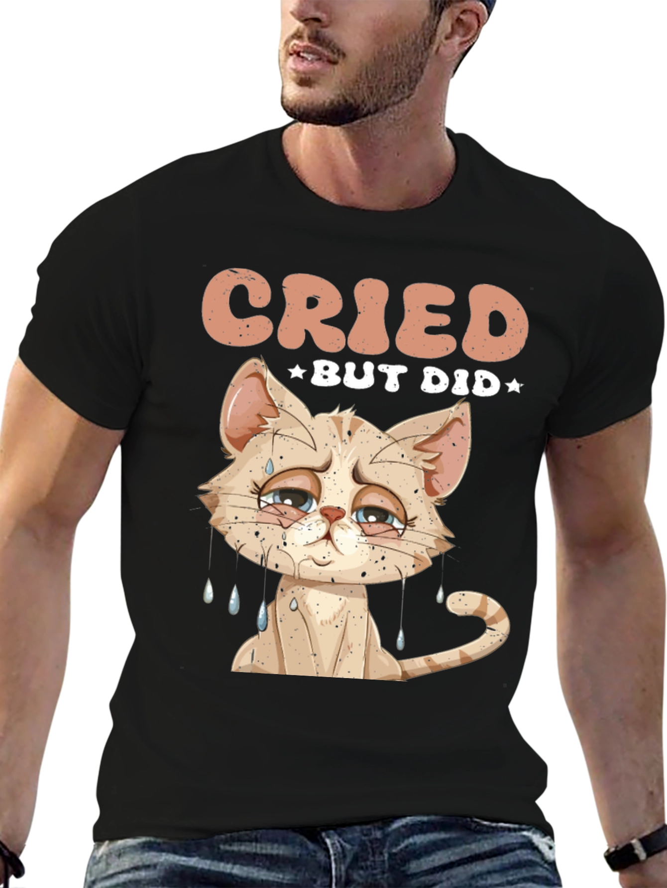 Black Cried But Did Funny Cat T-Shirt view 6