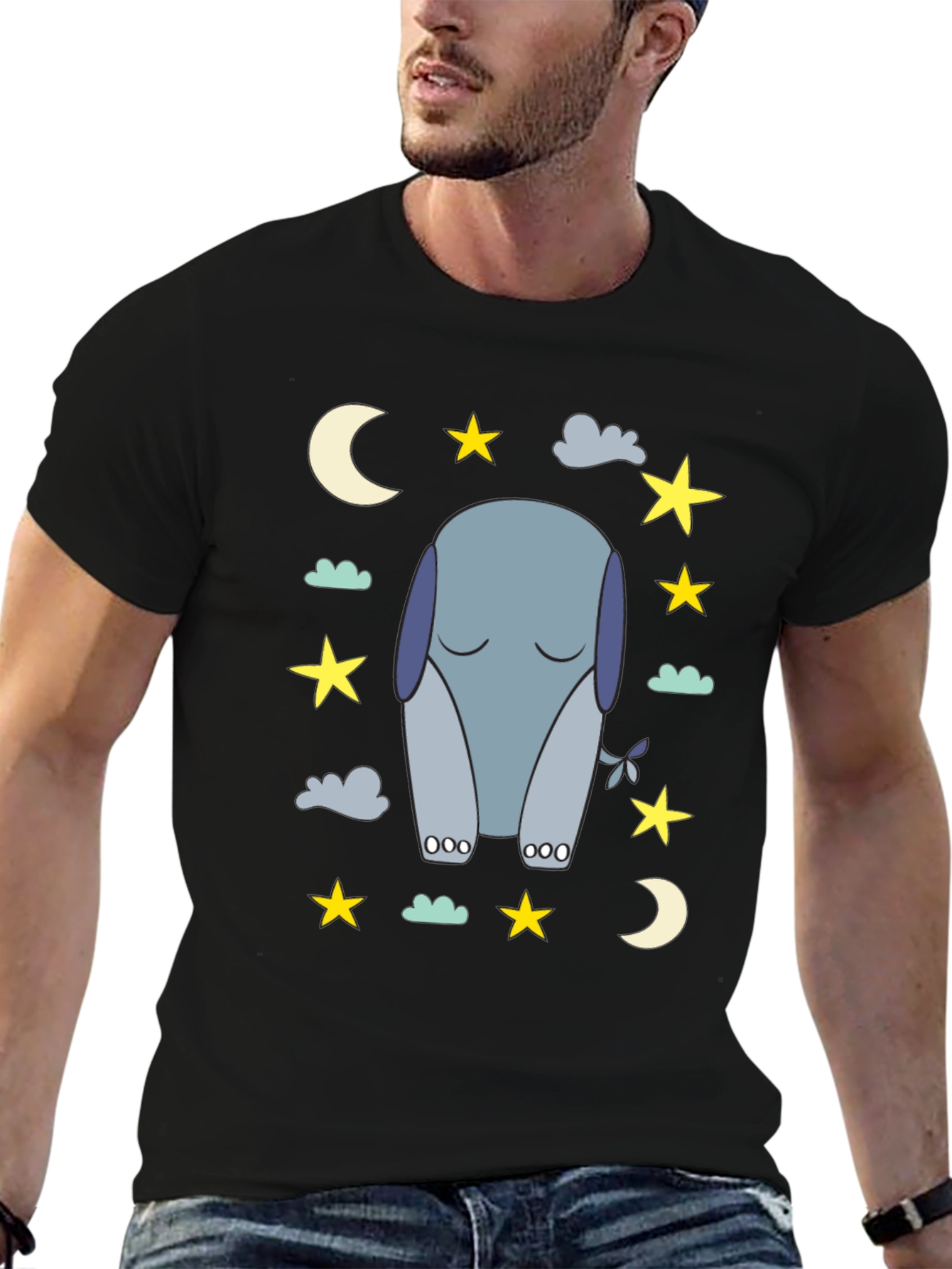 Black Dreamy Elephant T-Shirt view 6