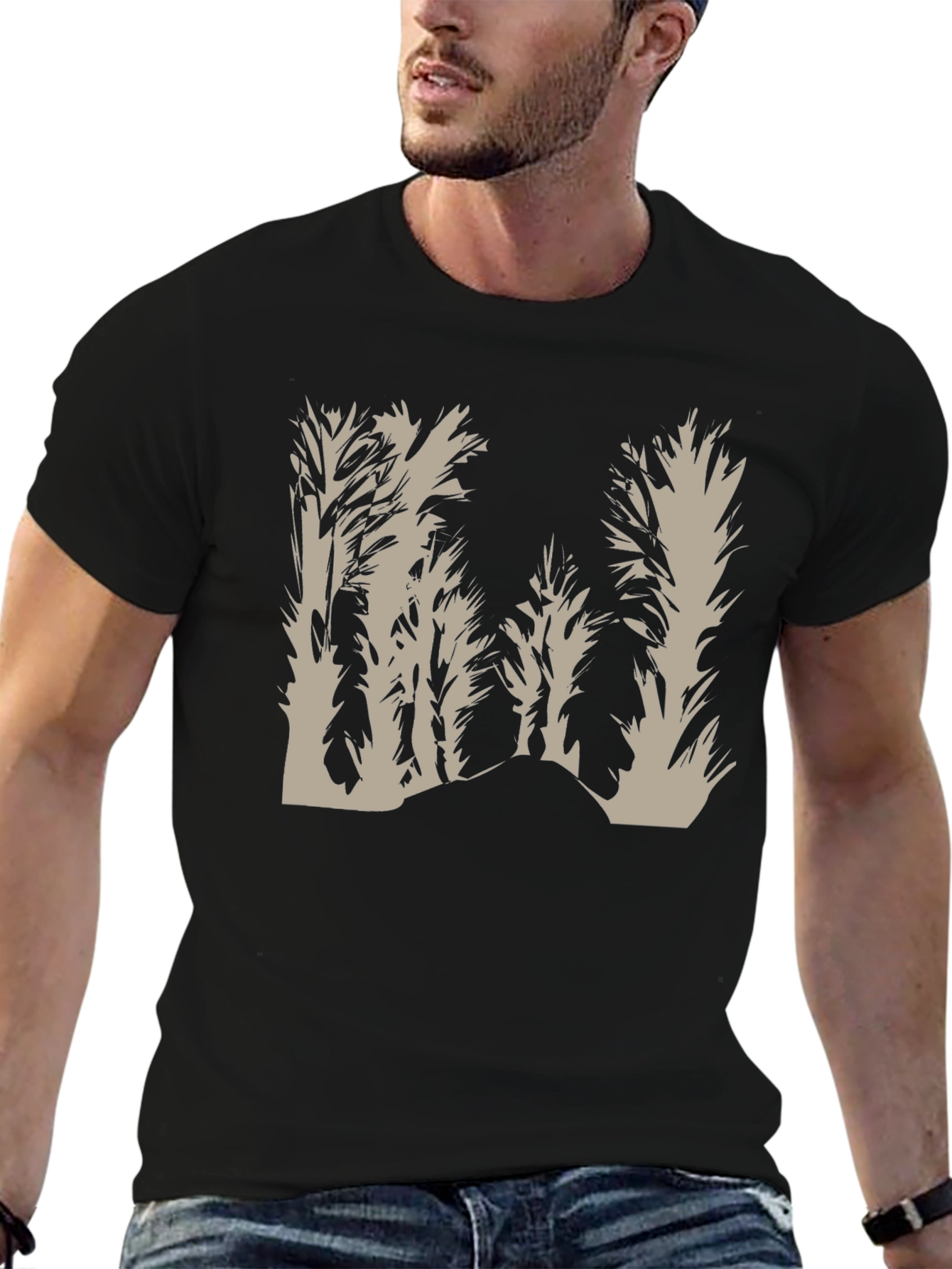 Black Nature Graphic Black T-Shirt view 6